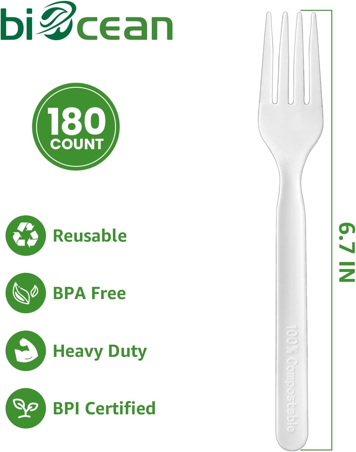 Heavy Weight White  compostable PLA Fork- 3,240/Case