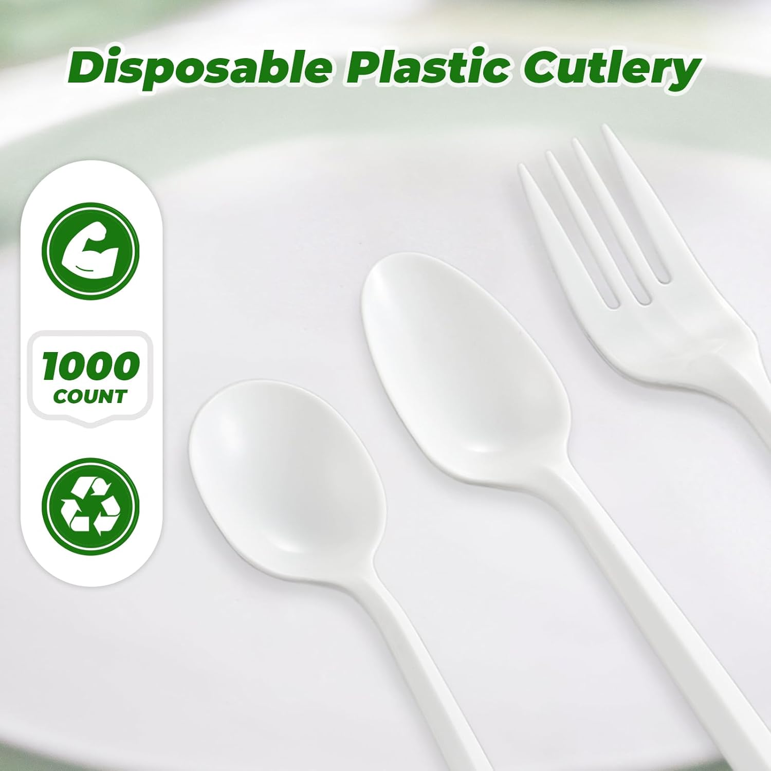 Medium Weight White PP Plastic Forks - 1,000/Case