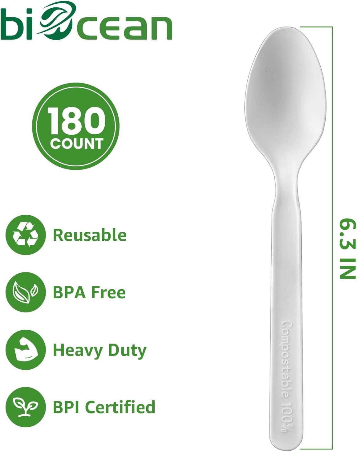 Heavy Weight White PLA Tea Spoons - 4,320/Case