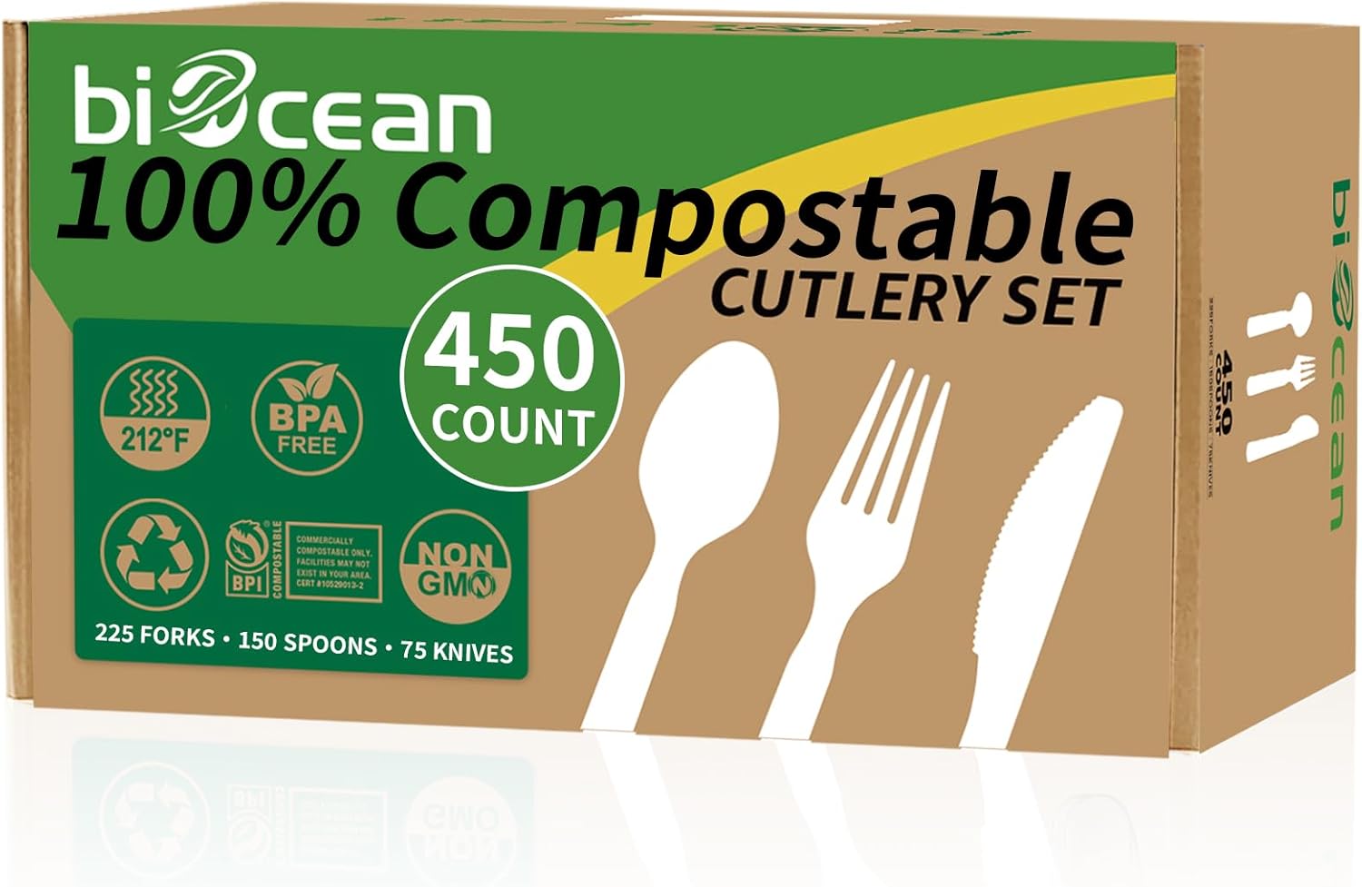Heavy Weigh White PLA Mixed Pack with Knives, Forks & Spoons- 4,050/Case