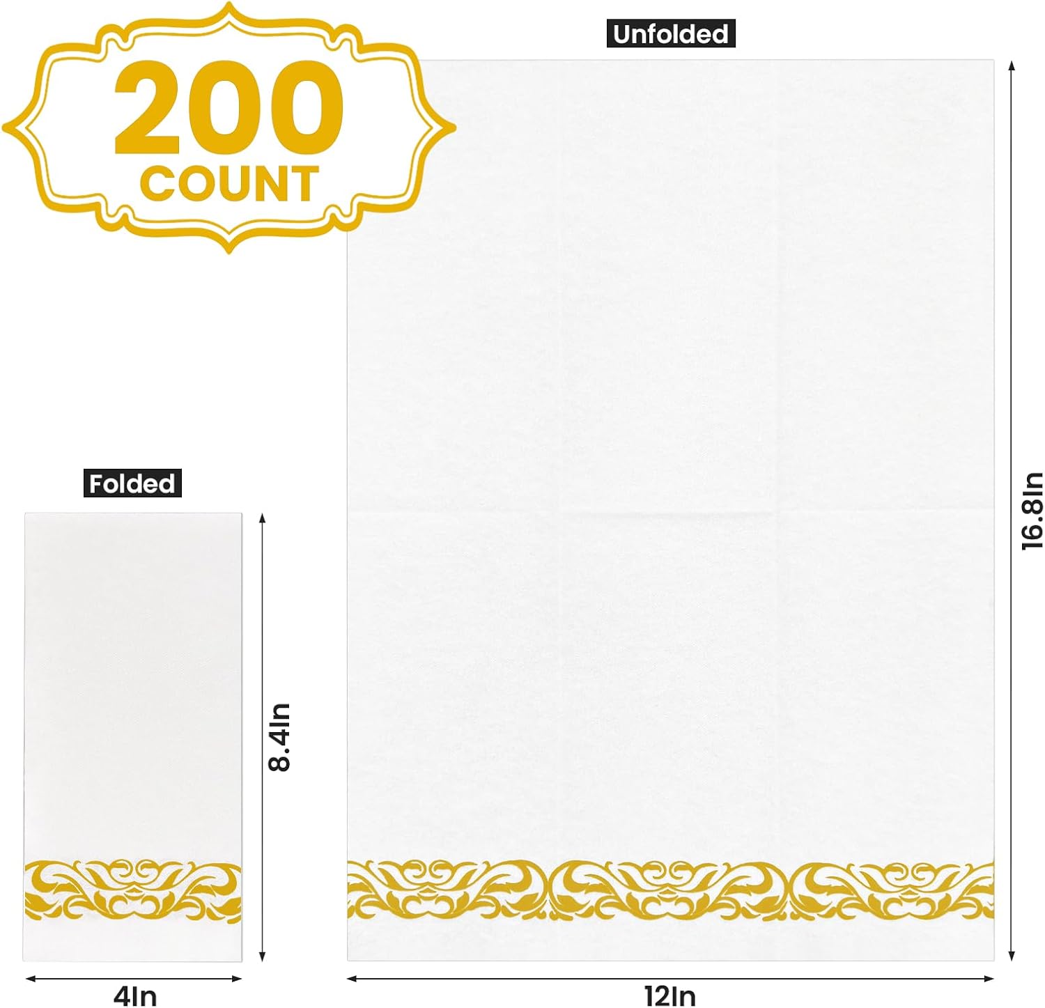 12"x16.8" Golden Embossed Airlaid Napkins-1,600/Case