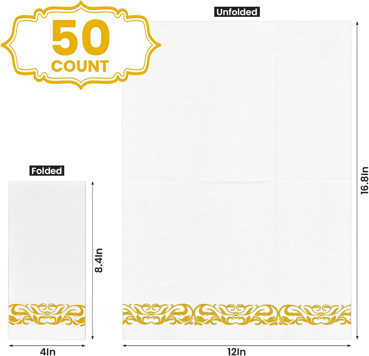 12"x16.8" Golden Embossed Airlaid Napkins-2,000/Case
