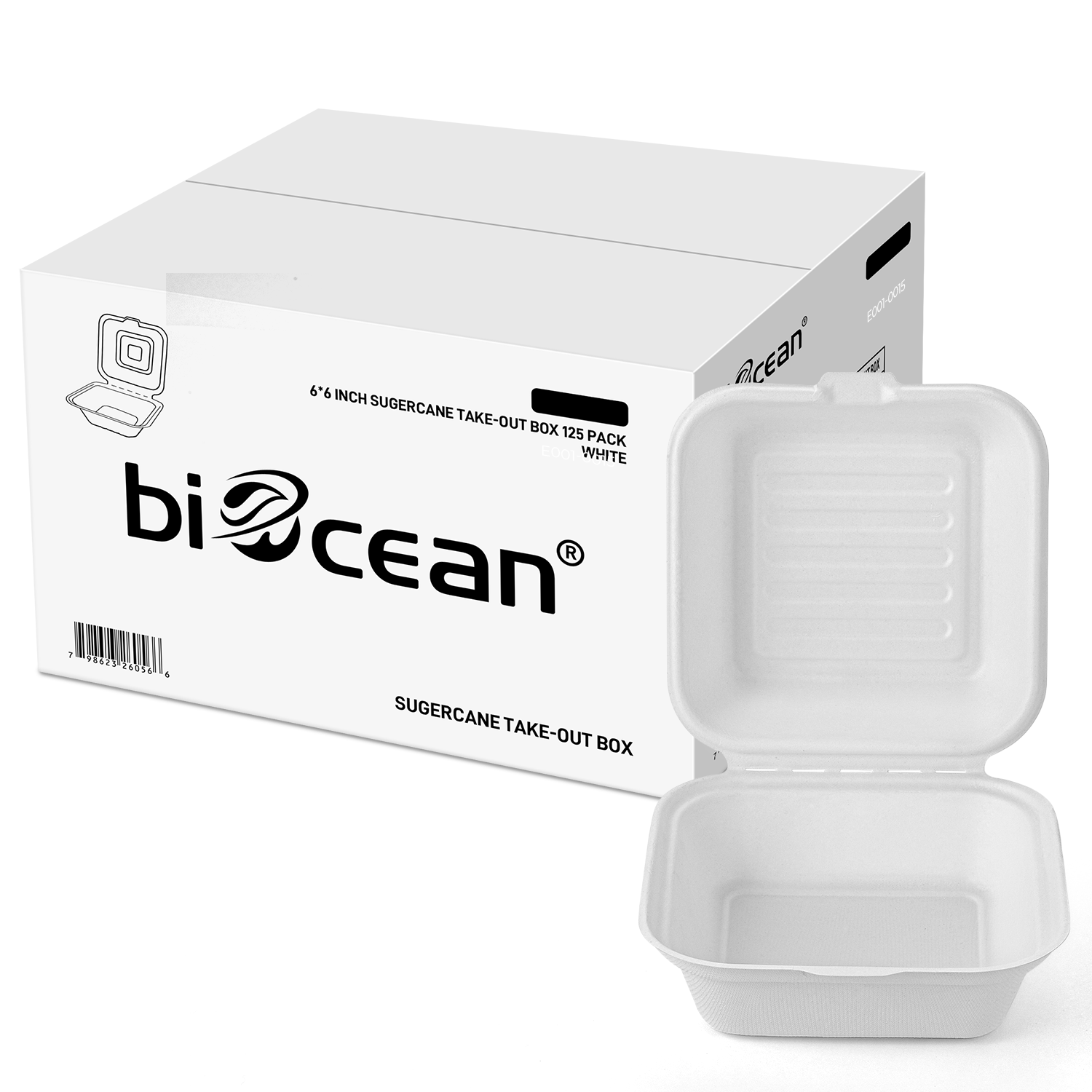 6" x 6" Sugarcane Bagasse Take-0ut Box- 500/Case