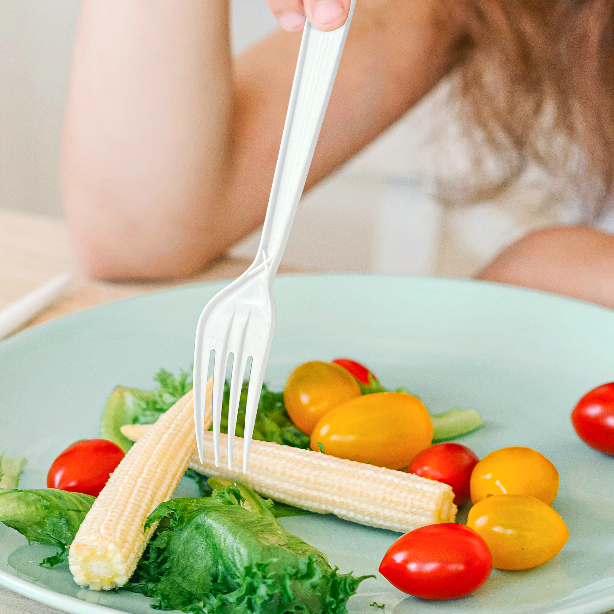 [1,000 ct] PP Plastic Heavy Weight White  Wrapped Forks | White