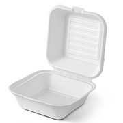 [500ct] 6" x 6" Sugarcane Bagasse Take-0ut Box | White