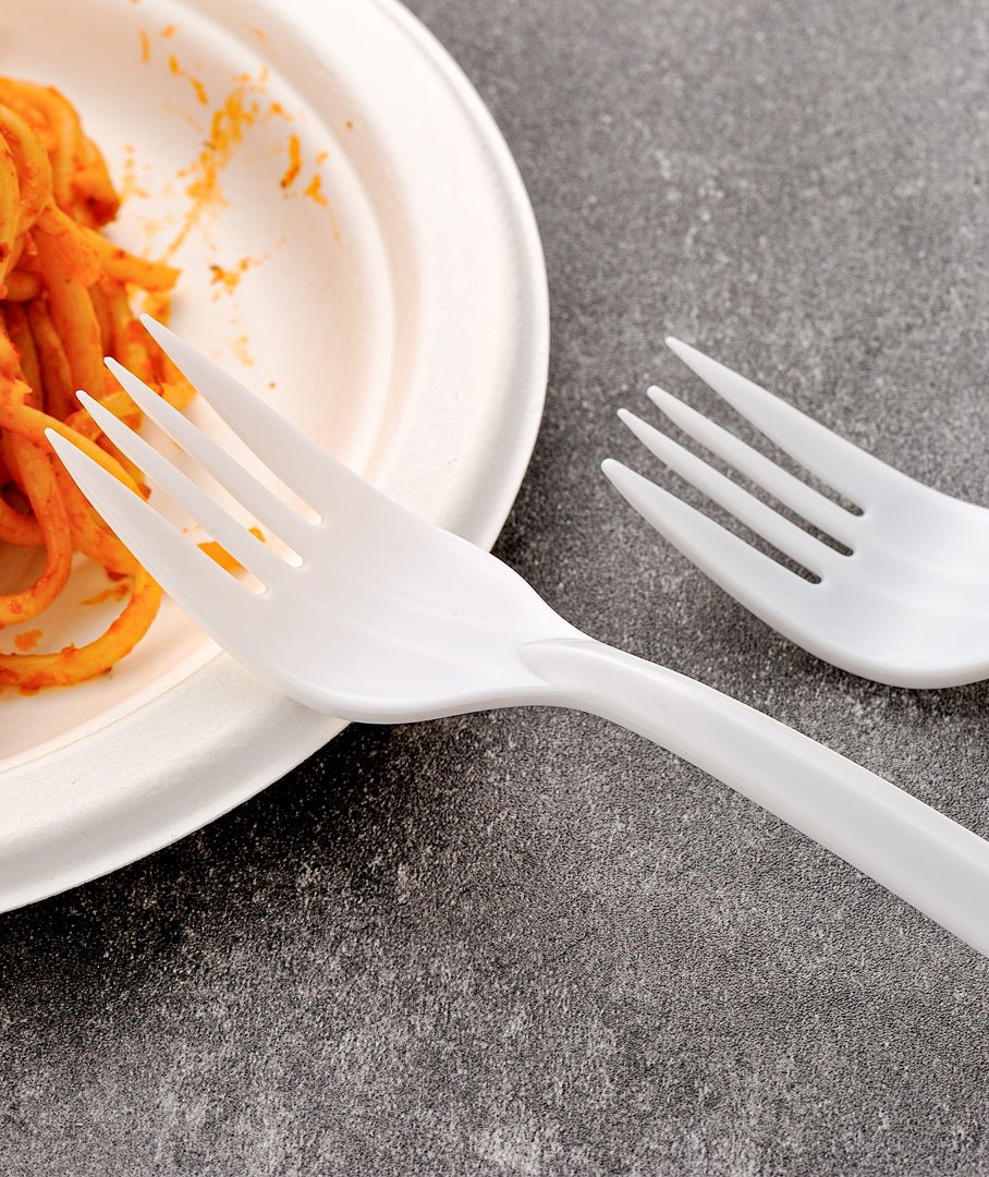 [700ct] PP Plastic Medium Weight Plus Forks | White - Biocean by Danube BlueBiocean