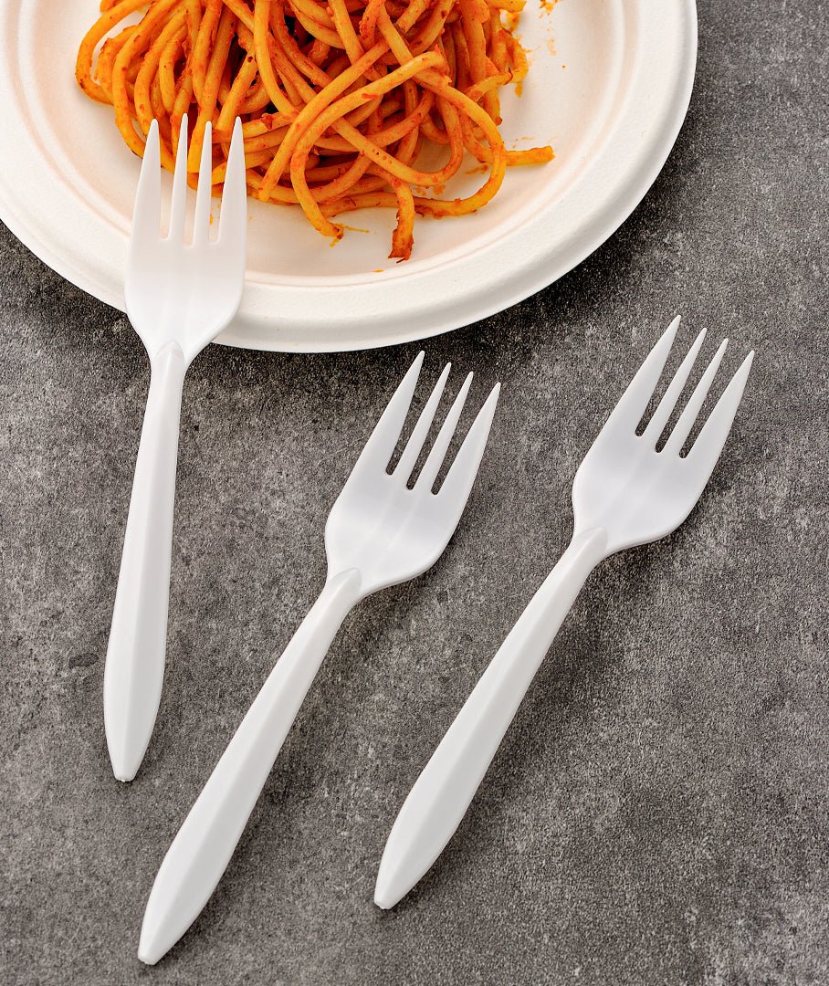 [700ct] PP Plastic Medium Weight Plus Forks | White - Biocean by Danube BlueBiocean