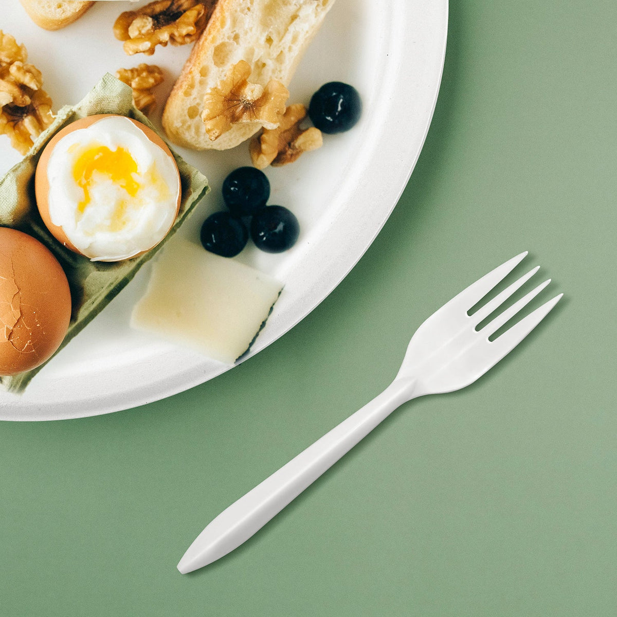 [700ct] PP Plastic Medium Weight Plus Forks | White - Biocean by Danube BlueBiocean