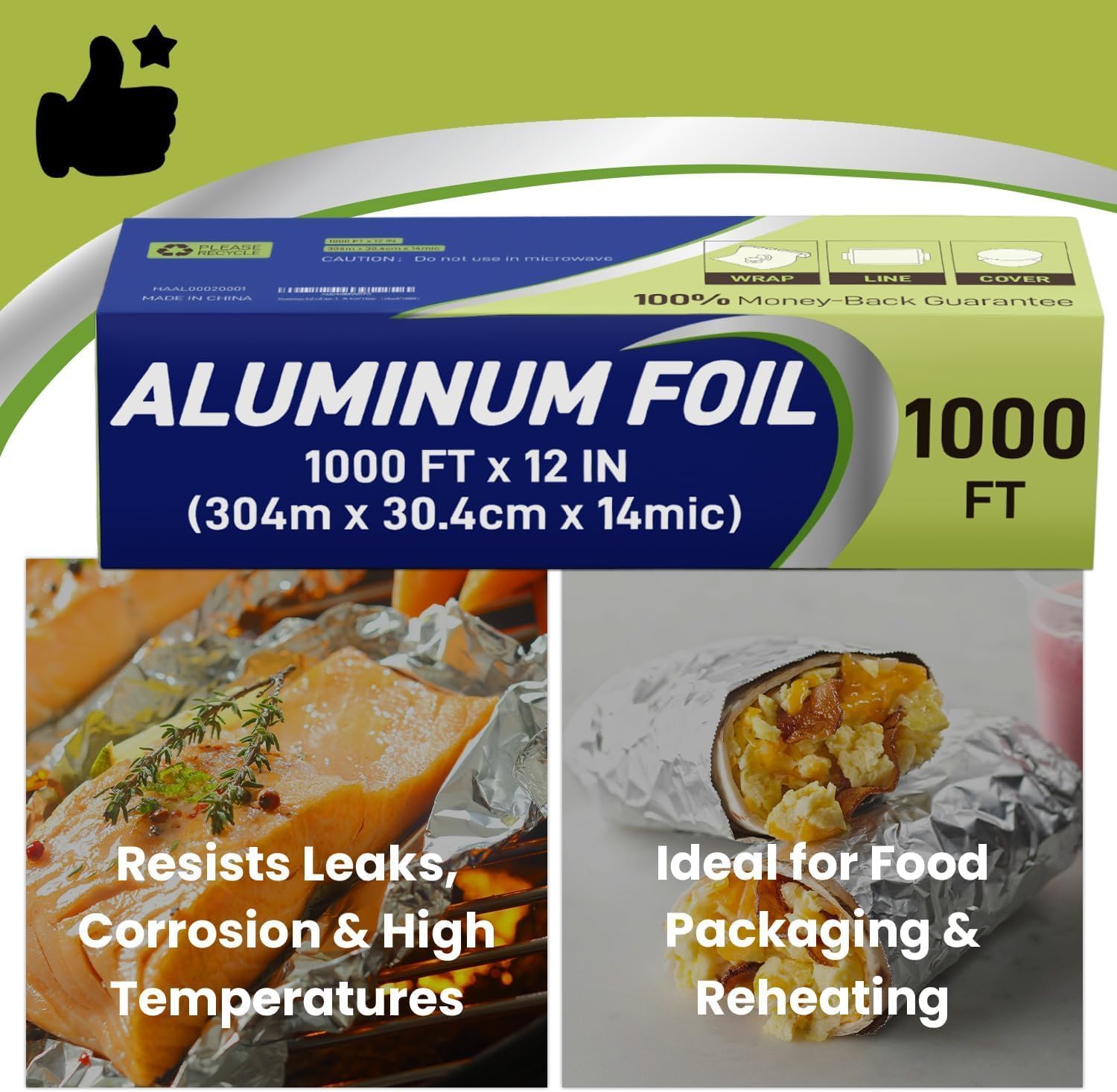 12" x 1000"  Aluminum Foil Roll -4/Case