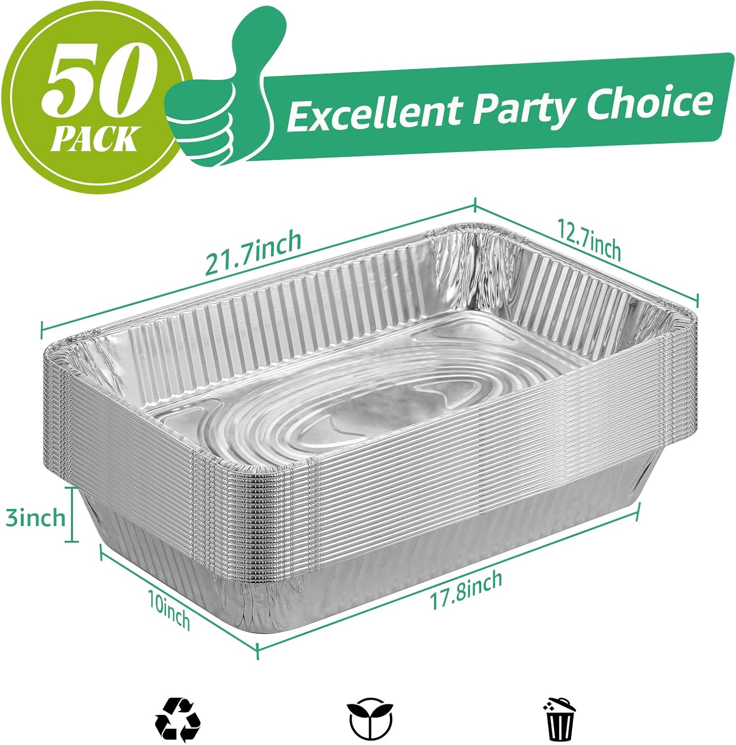21" x 13" Full Size Heavy-Duty Foil Steam Pan-50/Case