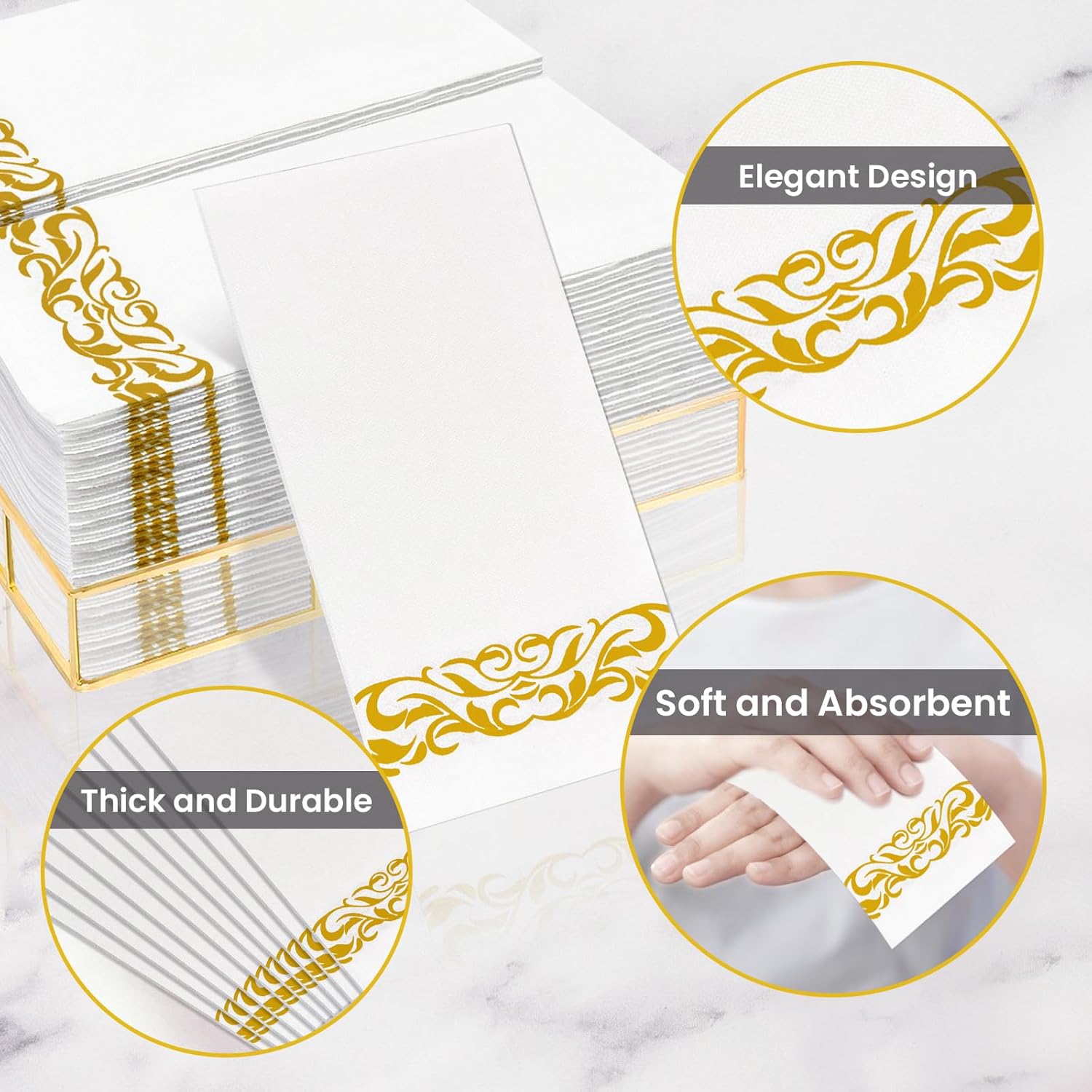 12"x16.8" Golden Embossed Airlaid Napkins-2,000/Case