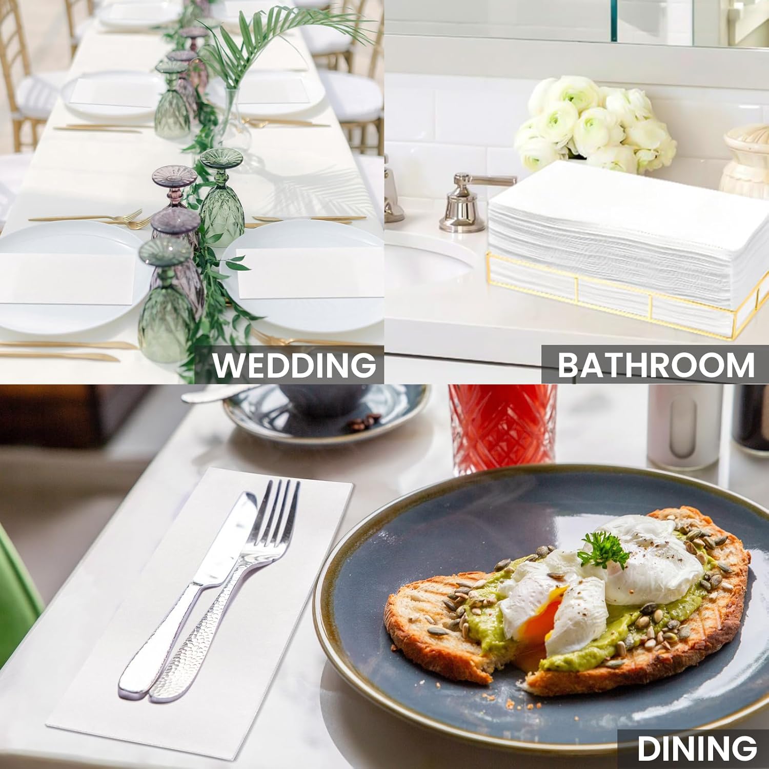 12"x16.8" White Airlaid Napkins-2,000/Case
