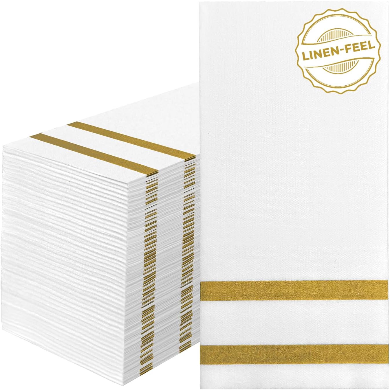 12"x16.8" Gold Striped Airlaid Napkins-2,000/Case