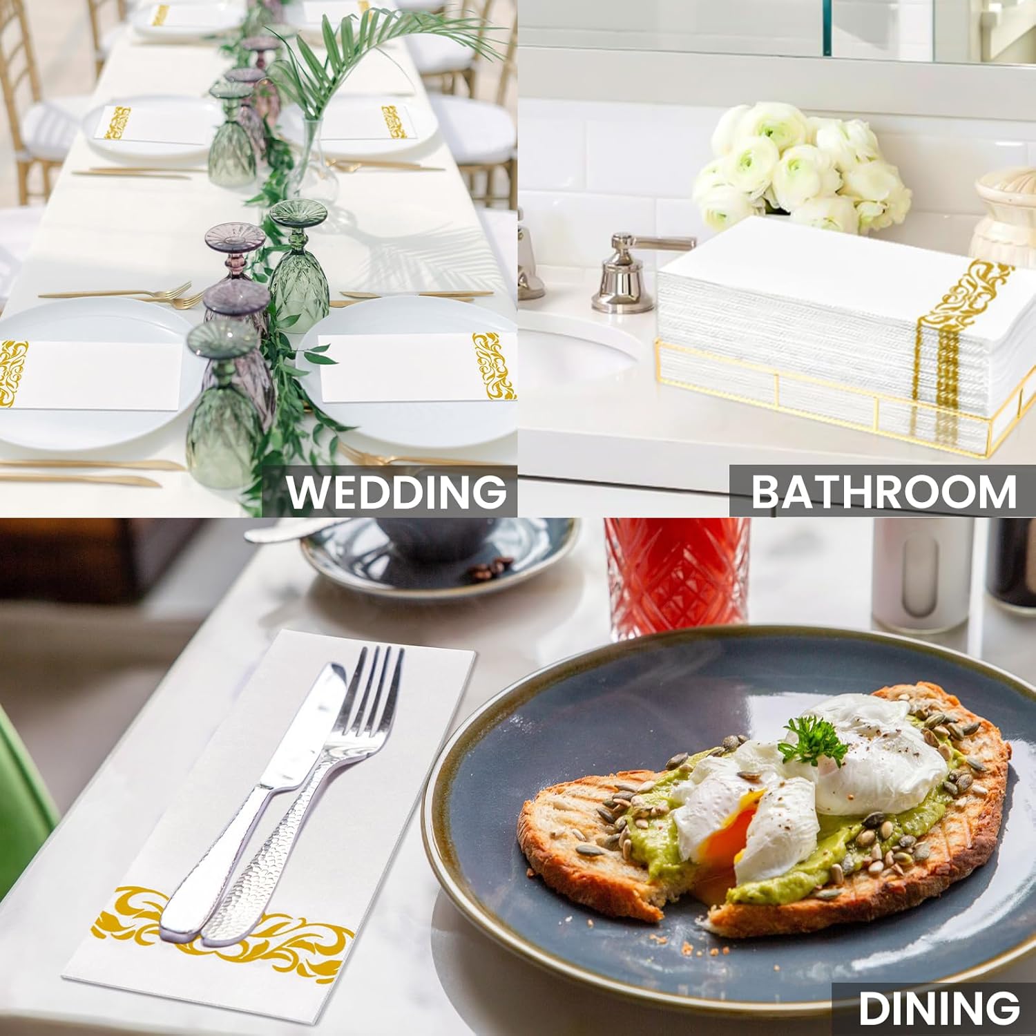 12"x16.8" Golden Embossed Airlaid Napkins-2,000/Case