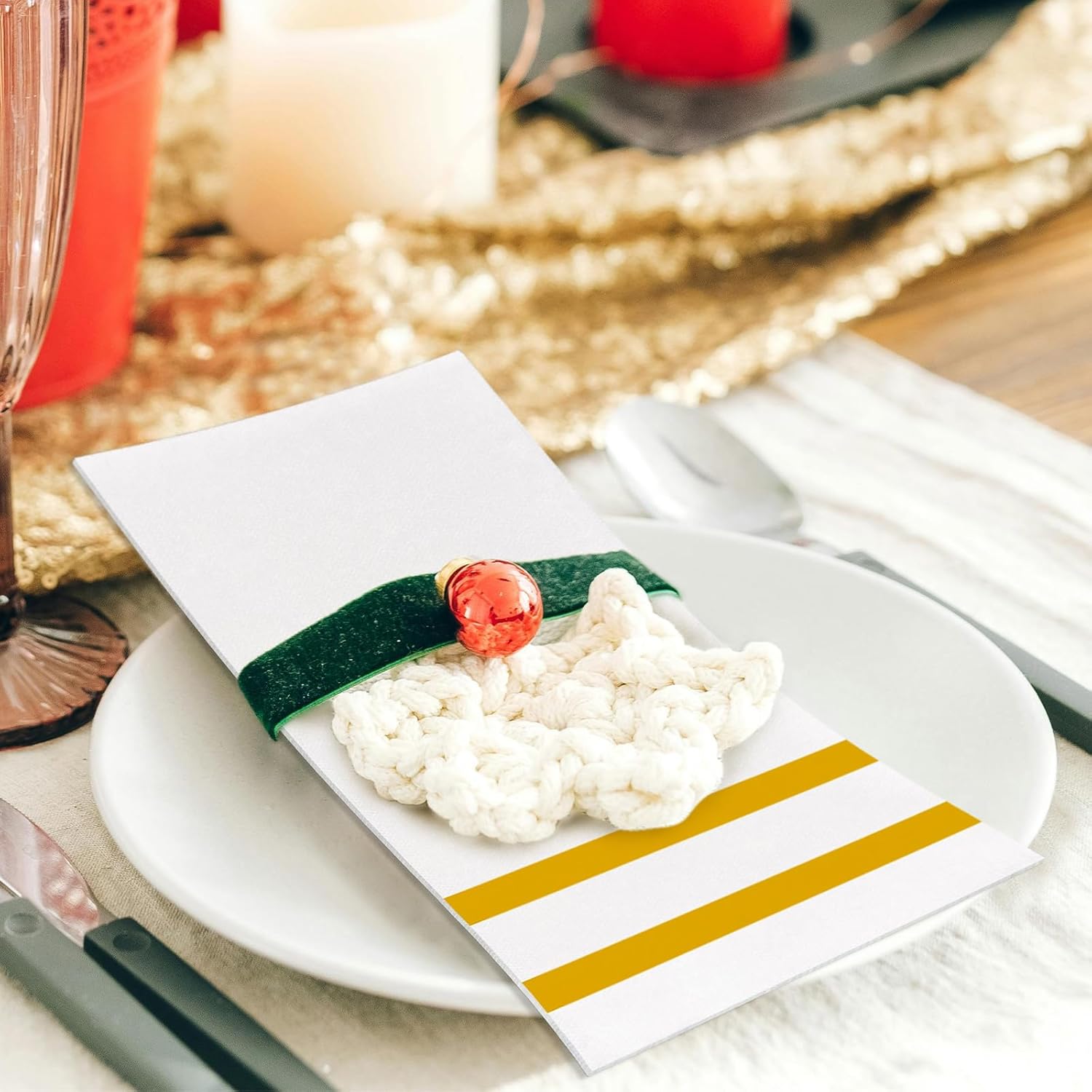 12"x16.8" Gold Striped Airlaid Napkins-2,000/Case