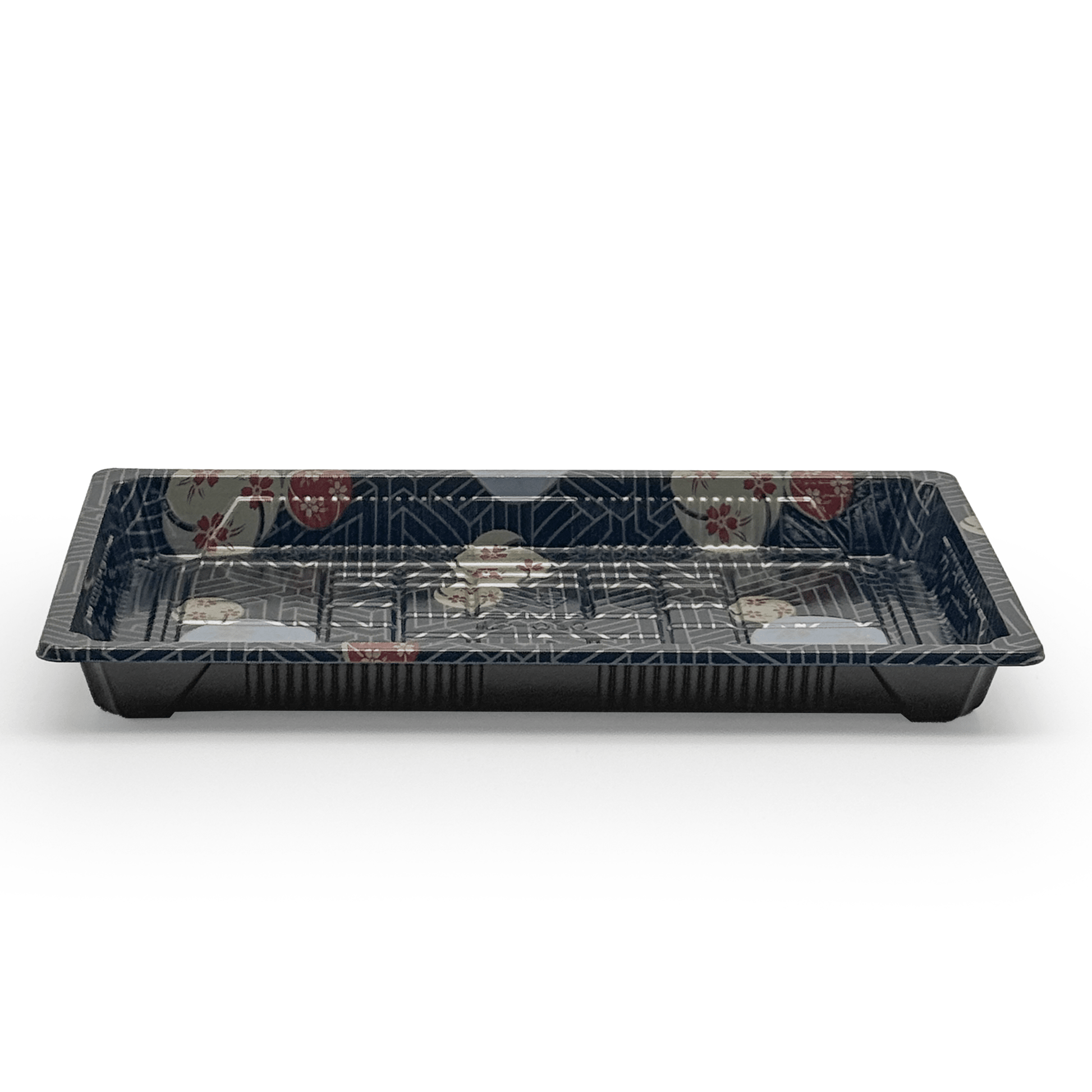 [800ct] PS Plastic 9 1/4" x 5 7/10" Sushi Tray Base with Lid | Black - Biocean by Danube BlueBiocean