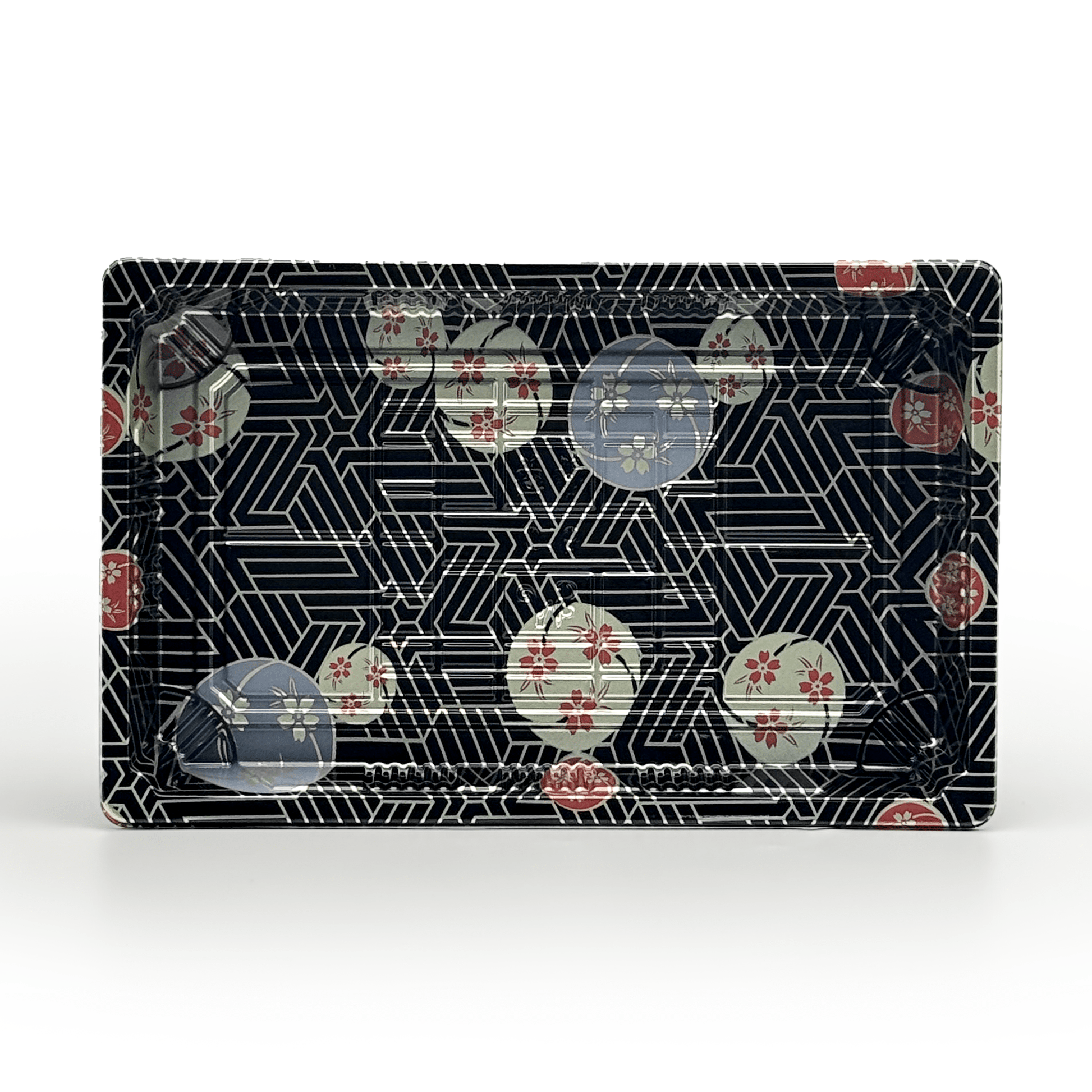 [800ct] PS Plastic 9 1/4" x 5 7/10" Sushi Tray Base with Lid | Black - Biocean by Danube BlueBiocean