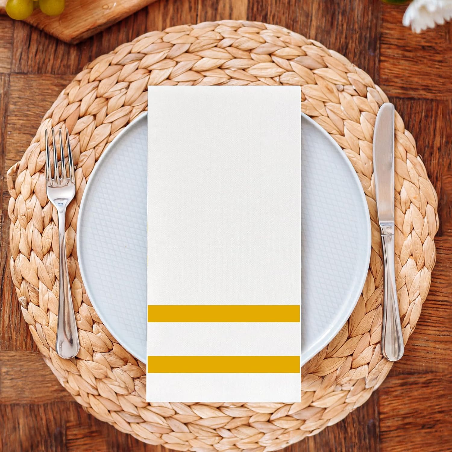 12"x16.8" Gold Striped Airlaid Napkins-2,000/Case