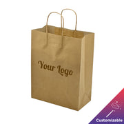 [250ct] 10" x 5"x 13 "  Kraft Paper Customizable Shopping Bags with Handles | Natural
