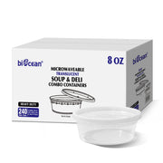 [240ct] 8oz PP Plastic Deli Containers with Lids | Clear