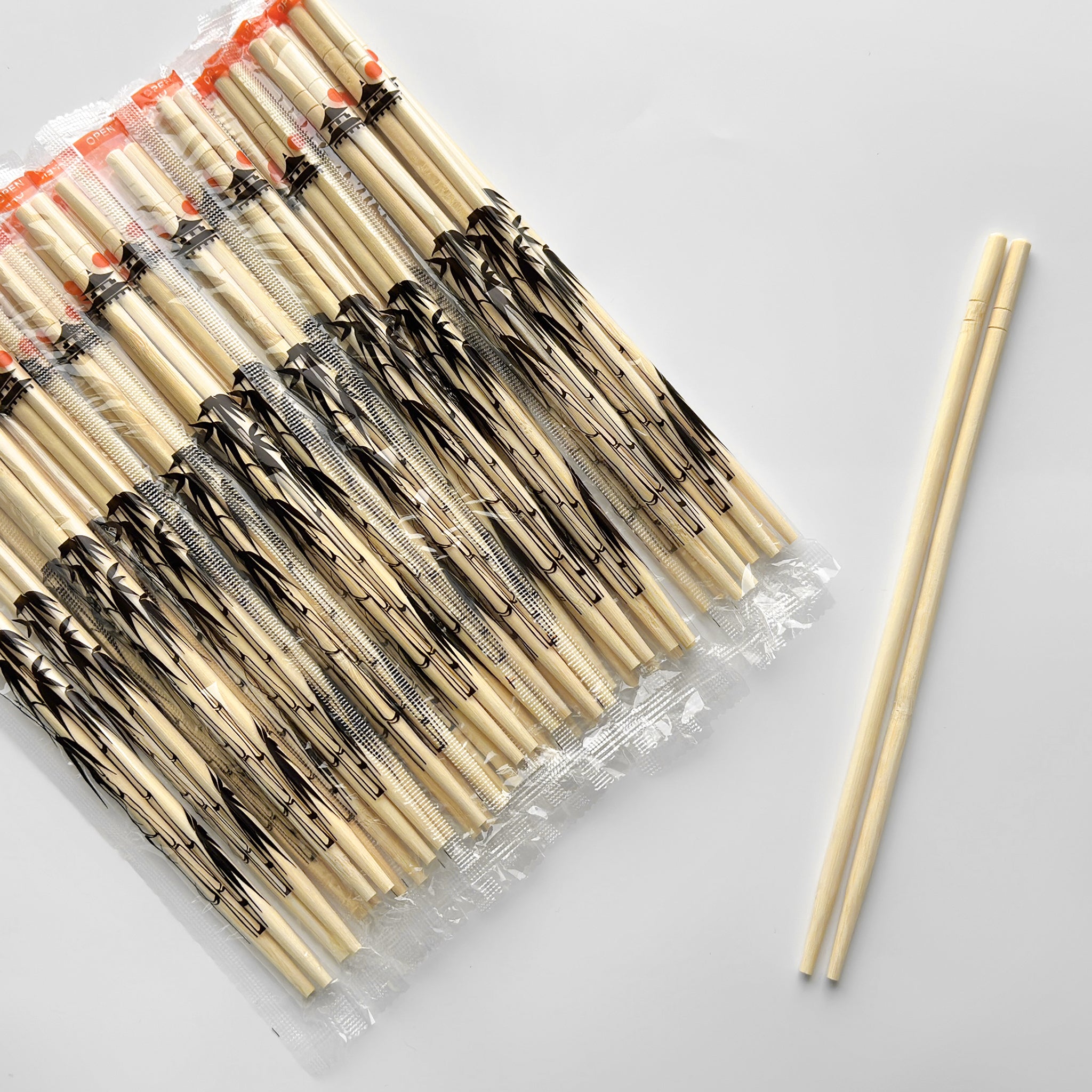 7.8" Plastic Wrapped Bamboo Round Chopsticks-3,000/Case