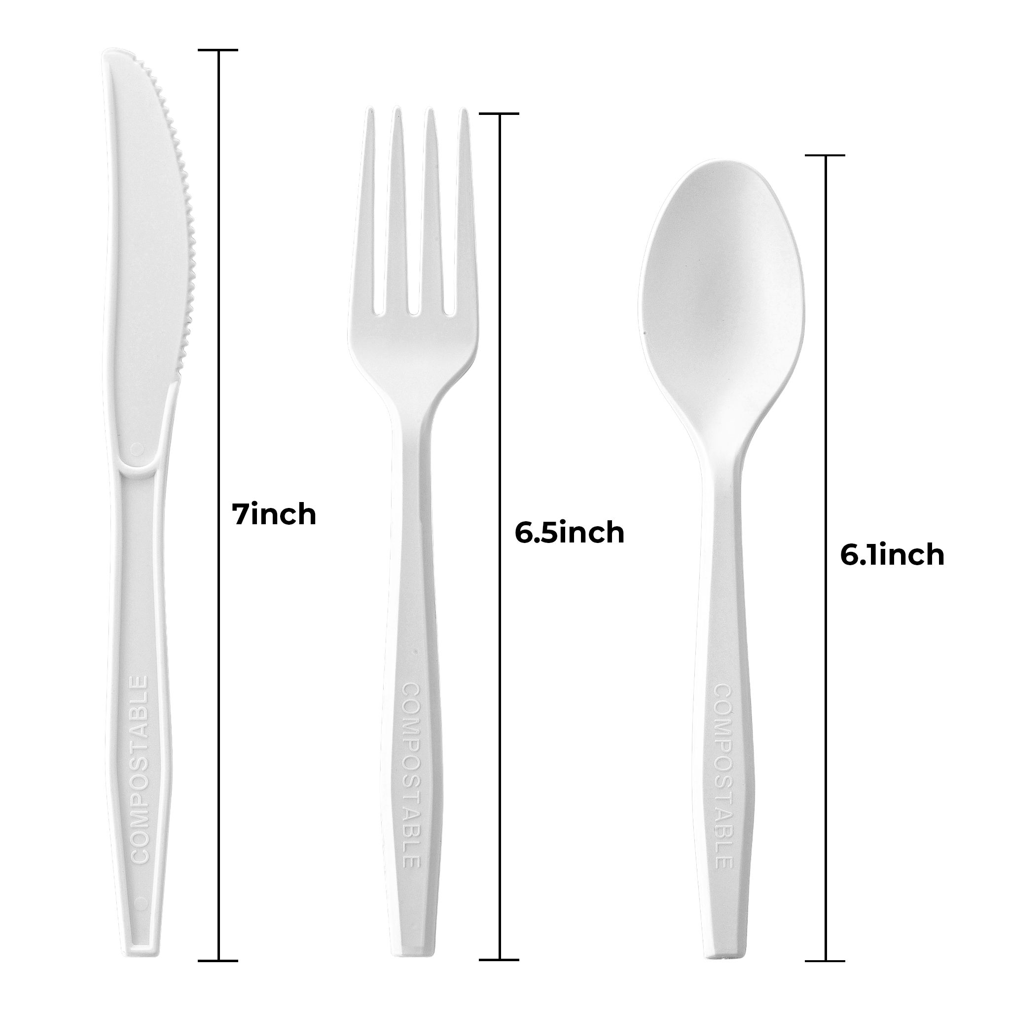[360 ct] PLA Heavy Weight Mixed Cutlery (Fork, Knife, Spoon) | White