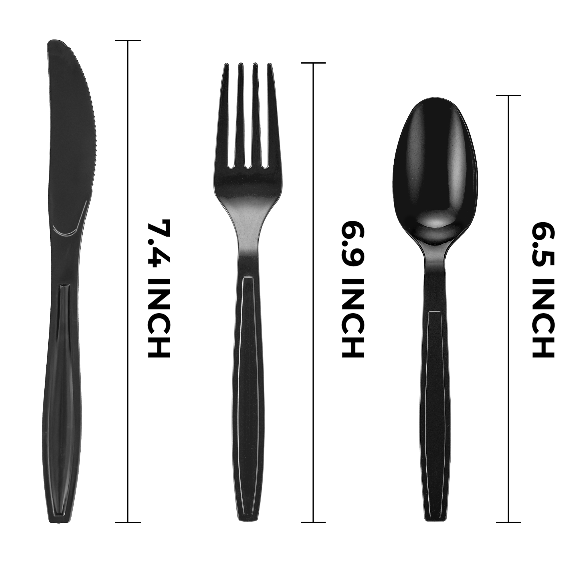 [100ct] 17.5" × 15.5" Pre-Rolled Linen-Feel Napkin and  Heavy Weight PS Plastic Cutlery Set | Black