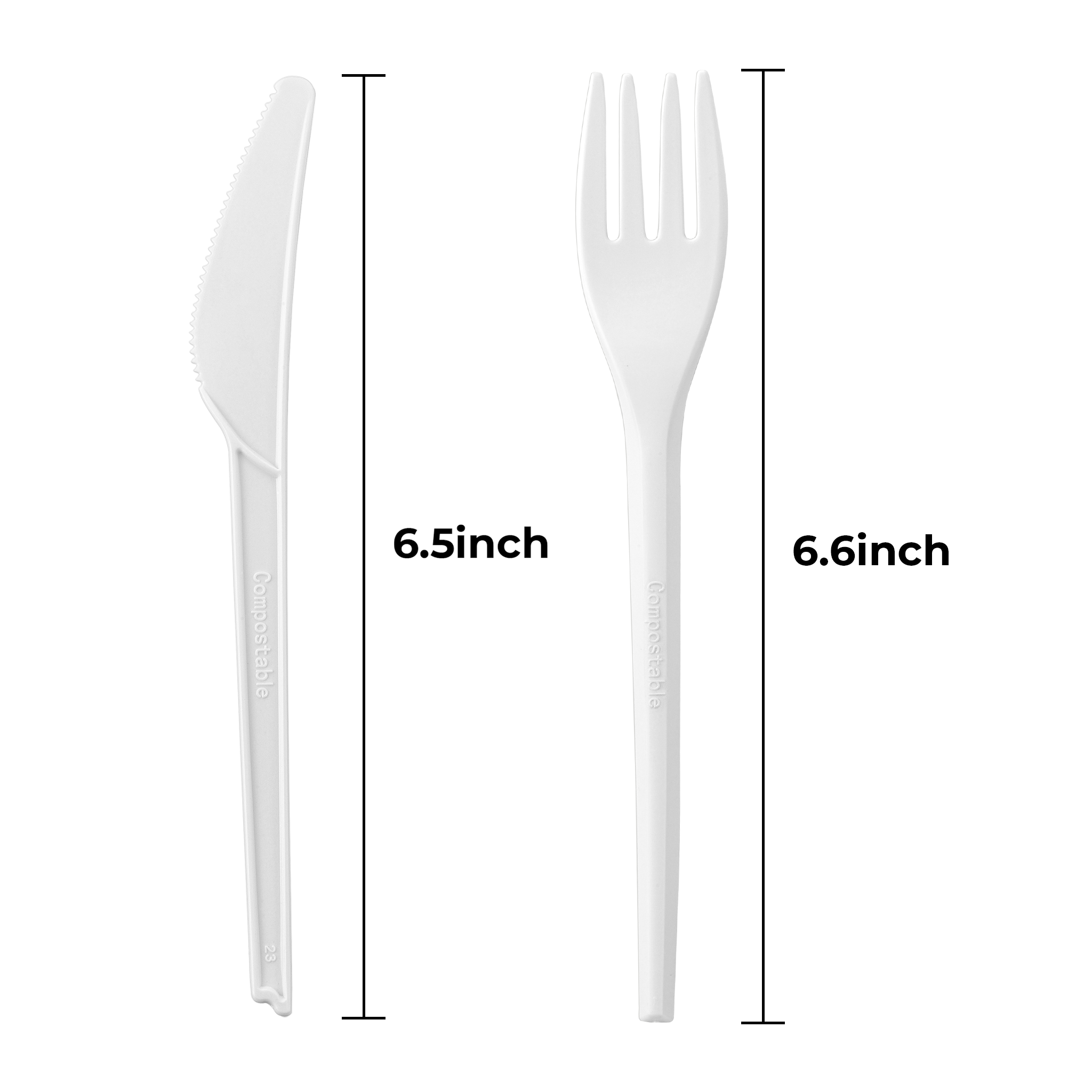[250ct] PLA Heavy Weight Cutlery Kits (Knife, Fork, Napkin) | White