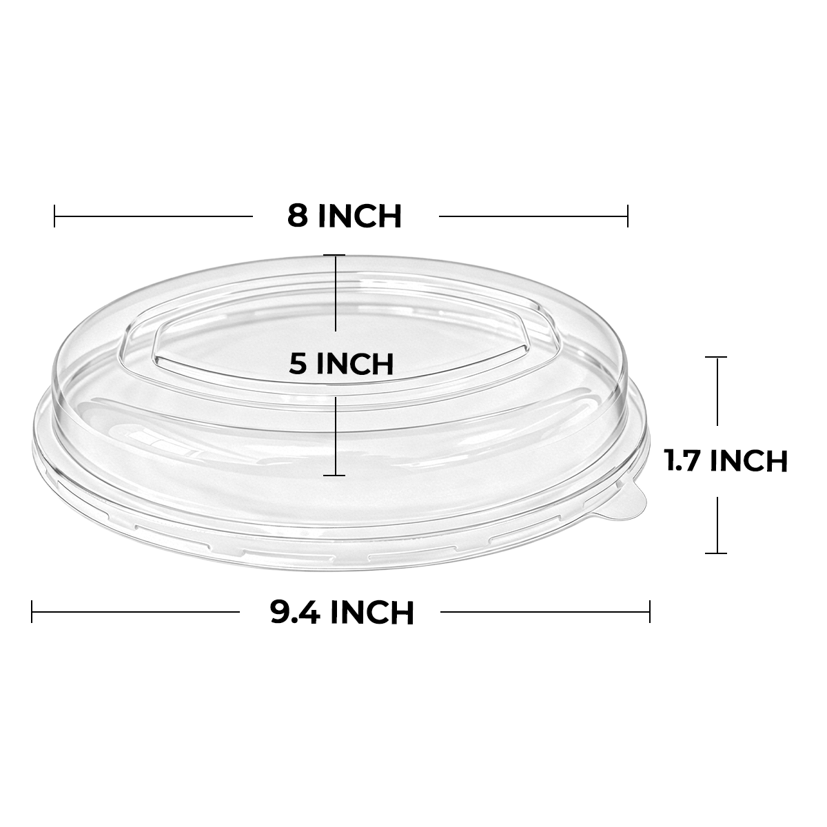 [300ct] PET Dome Lids for 26 oz. Bagasse Oval Bowls | Clear