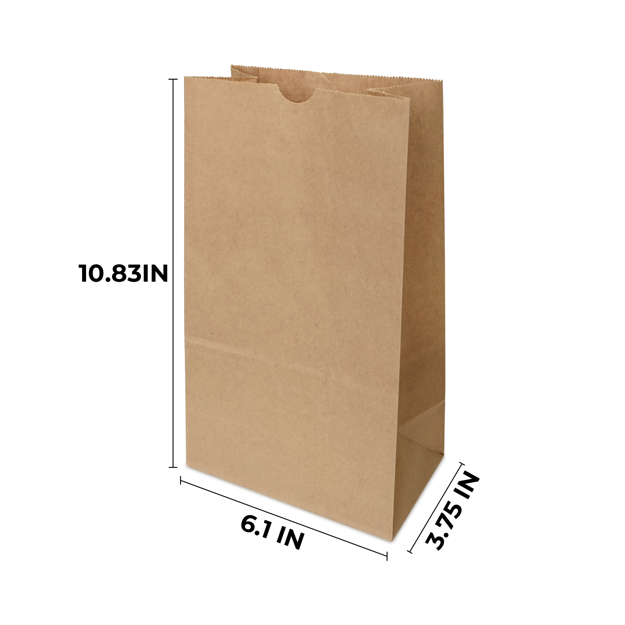 [400ct] 6.1"×3.75"×10.83" Kraft Paper Bag | Natural