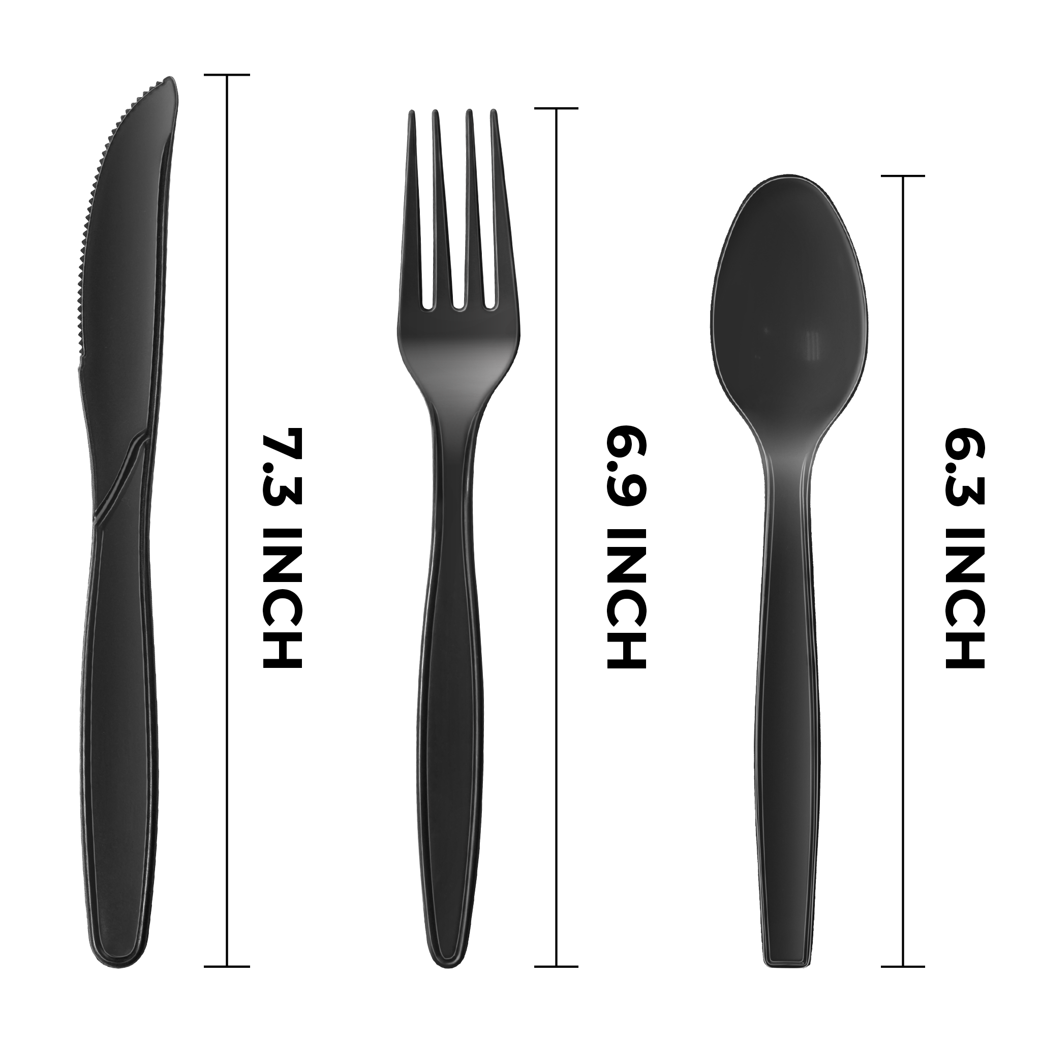 [250ct] PP Plastic Extra Heavy Weight Cutlery Kits with Salt and Pepper | Black