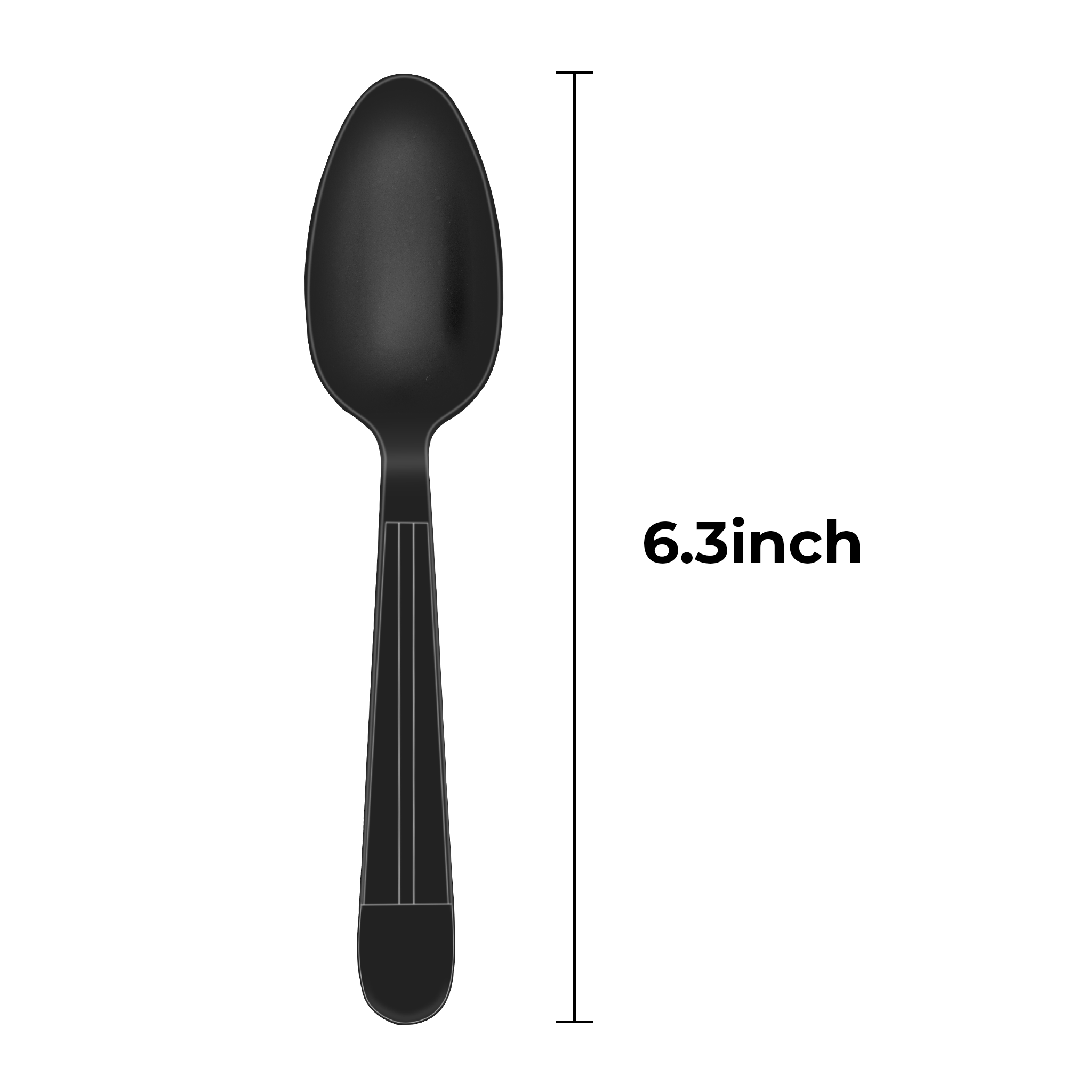[1,000ct] PP Plastic Heavy Weight Wrapped Tea Spoons | Black
