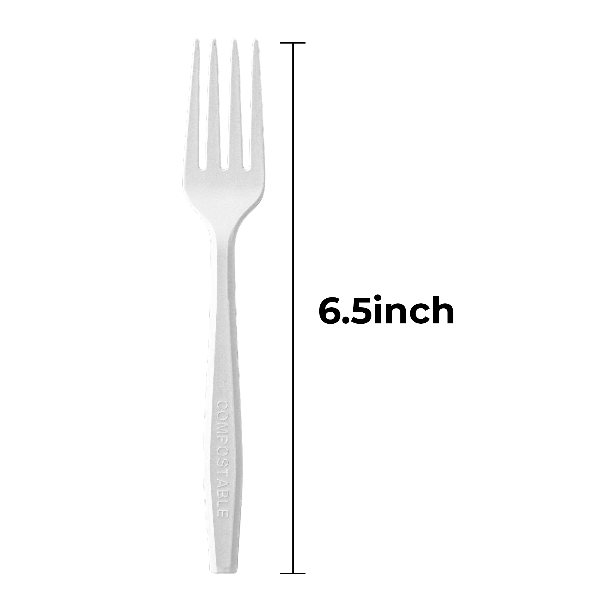 [150ct] Compostable PLA Heavy Weight Forks | Whtie