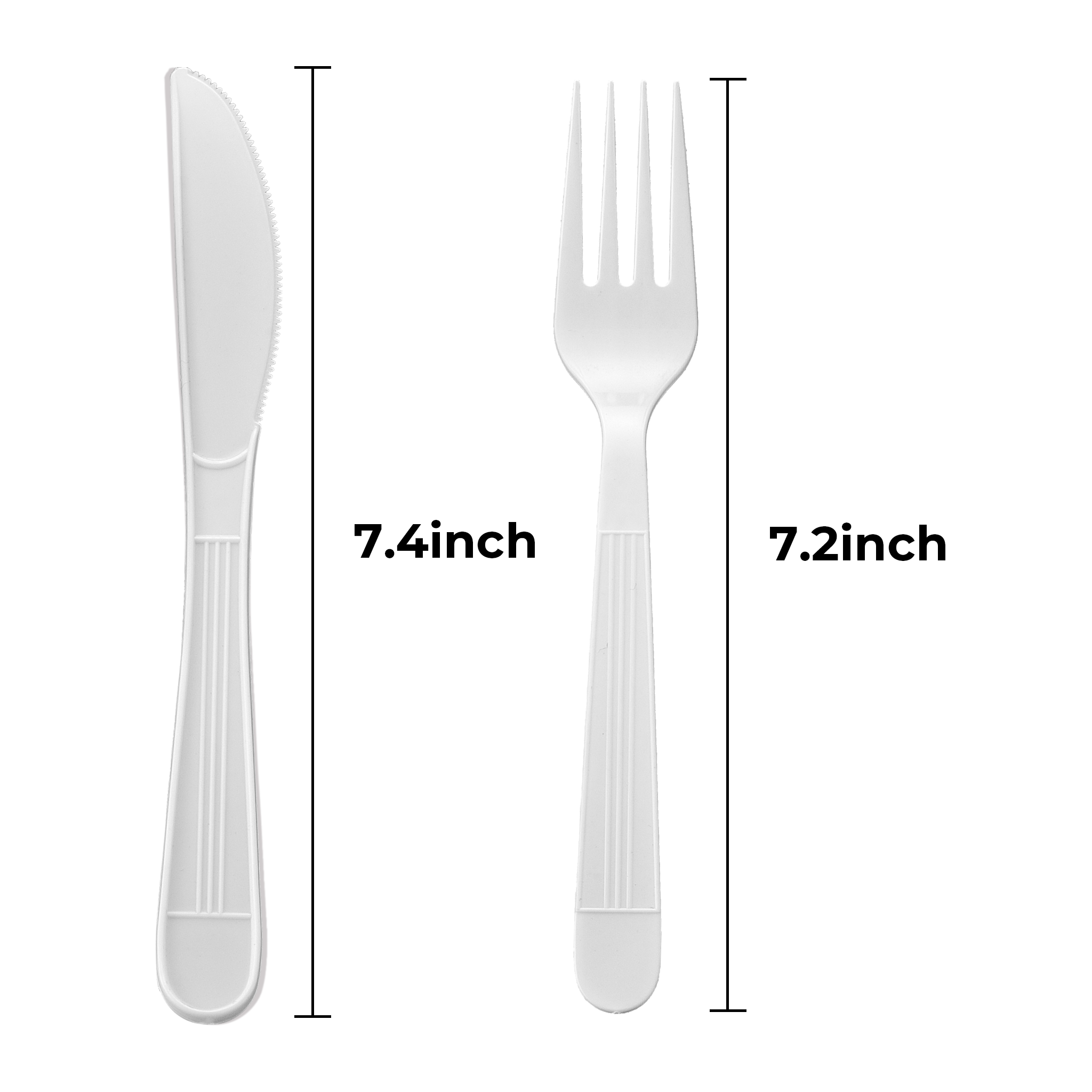 [500ct] PP Plastic Heavy Weight Cutlery Kits (Knife, Fork, Napkin) | White