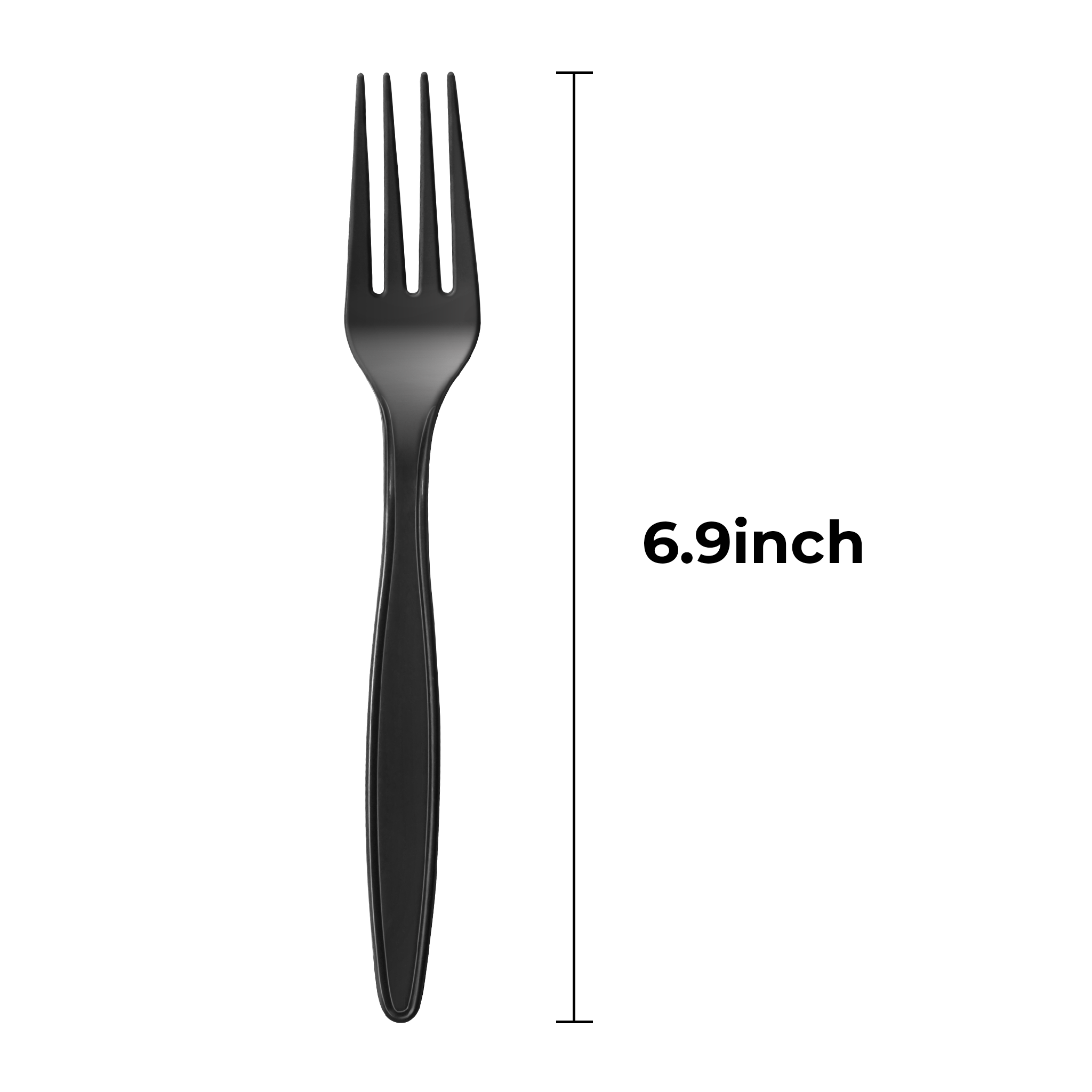 [1,000ct]  PP Plastic Extra Heavy Weight Wrapped Forks | Black