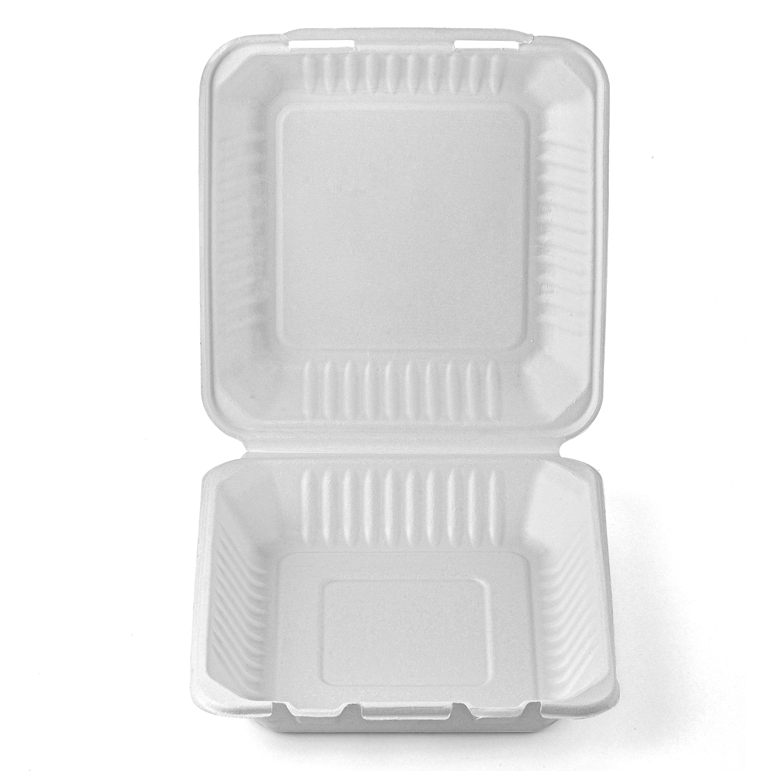 [200ct] 9" x 9" Sugarcane Bagasse Take-0ut Box | White