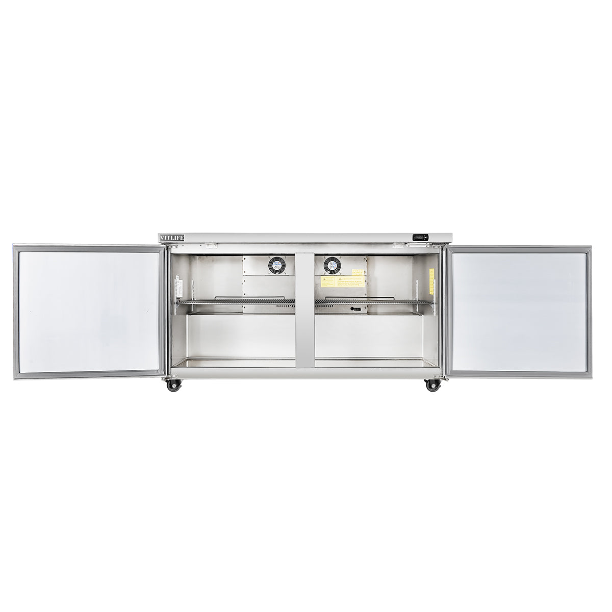Vitlife Commercial VUC60R 60" 2-Solid Door Reach-In Undercounter Refrigerator, 14 cu. ft.
