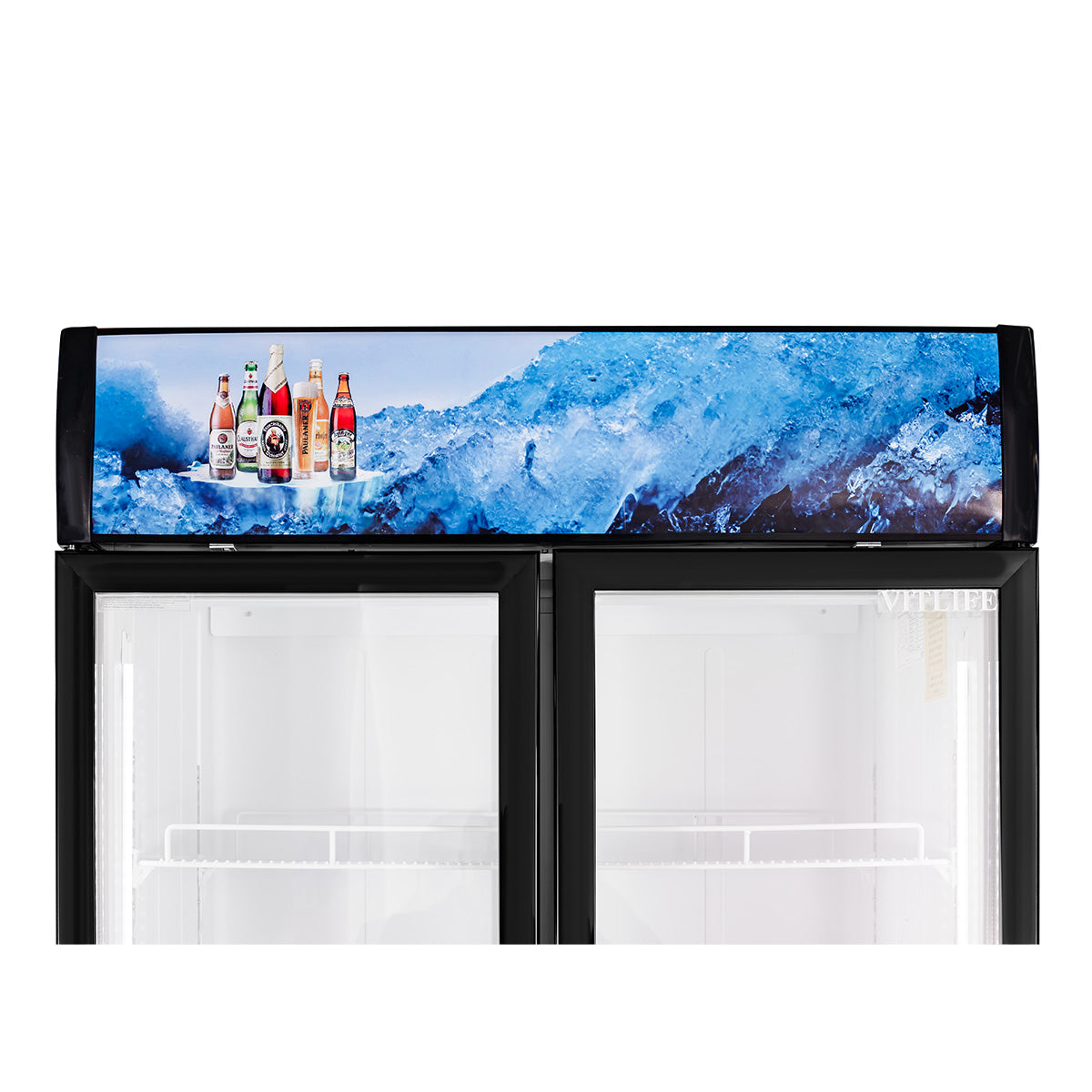 Vitlife Commercial VSC788VCW 40" 2-Glass Door Merchandiser Refrigerator w/ Canopy, 26.5 cu. ft.