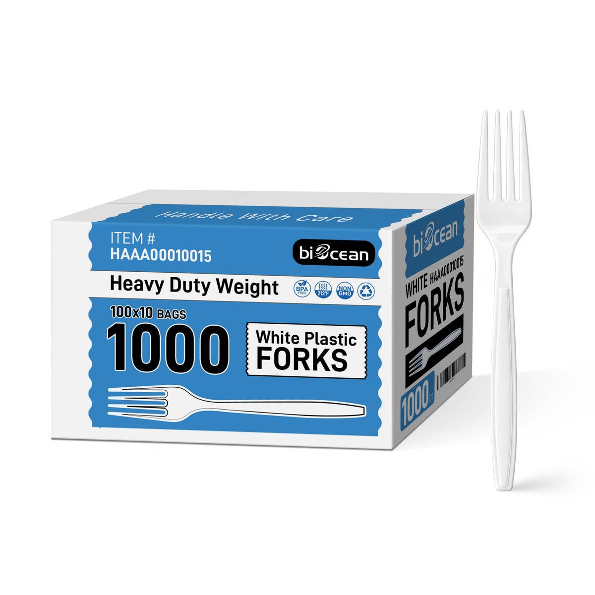 [1,000 ct] PS Plastic Extra Heavy Weight Forks | White