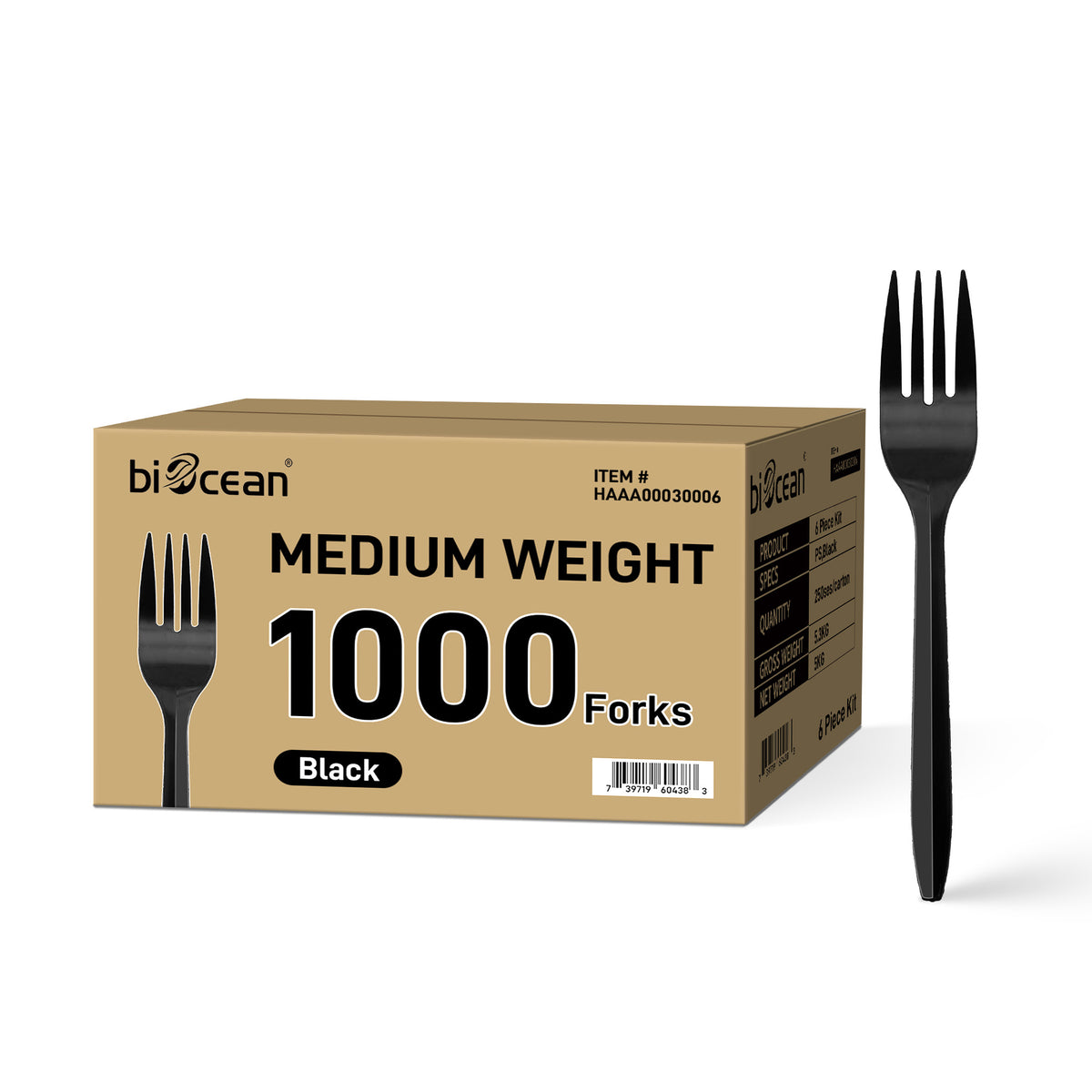 [1,000ct] PP Plastic Medium Weight Forks | Black