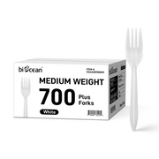 [700ct]  PP Plastic Medium Weight Plus Forks | White
