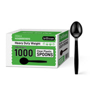 [1,000ct] PS Plastic Extra Heavy Weight Soup Spoons | Black