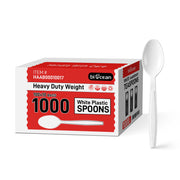 [1,000ct] PS Plastic Extra Heavy Weight Tea Spoons | White