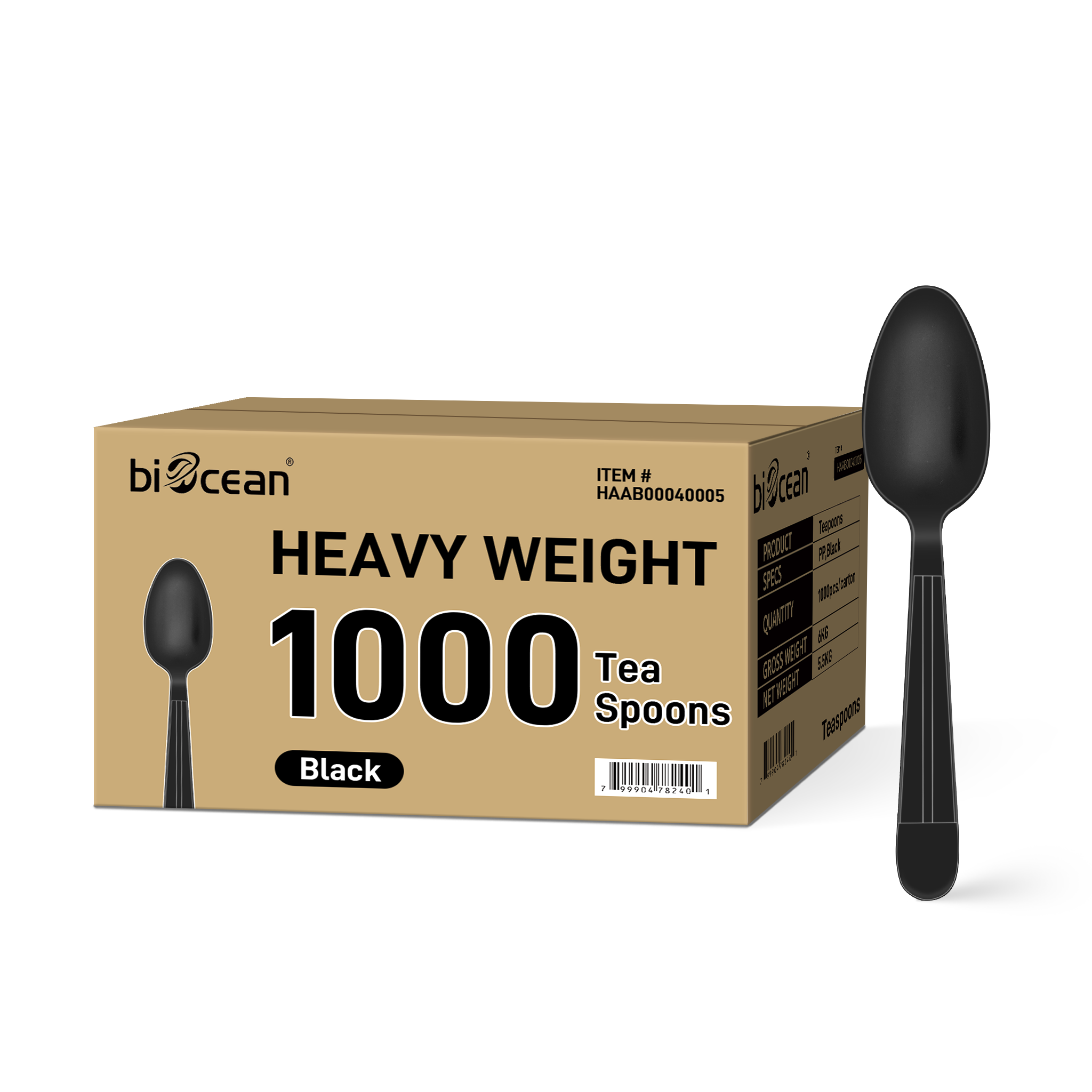 [1,000ct] PP Plastic Heavy Weight Tea Spoons | Black