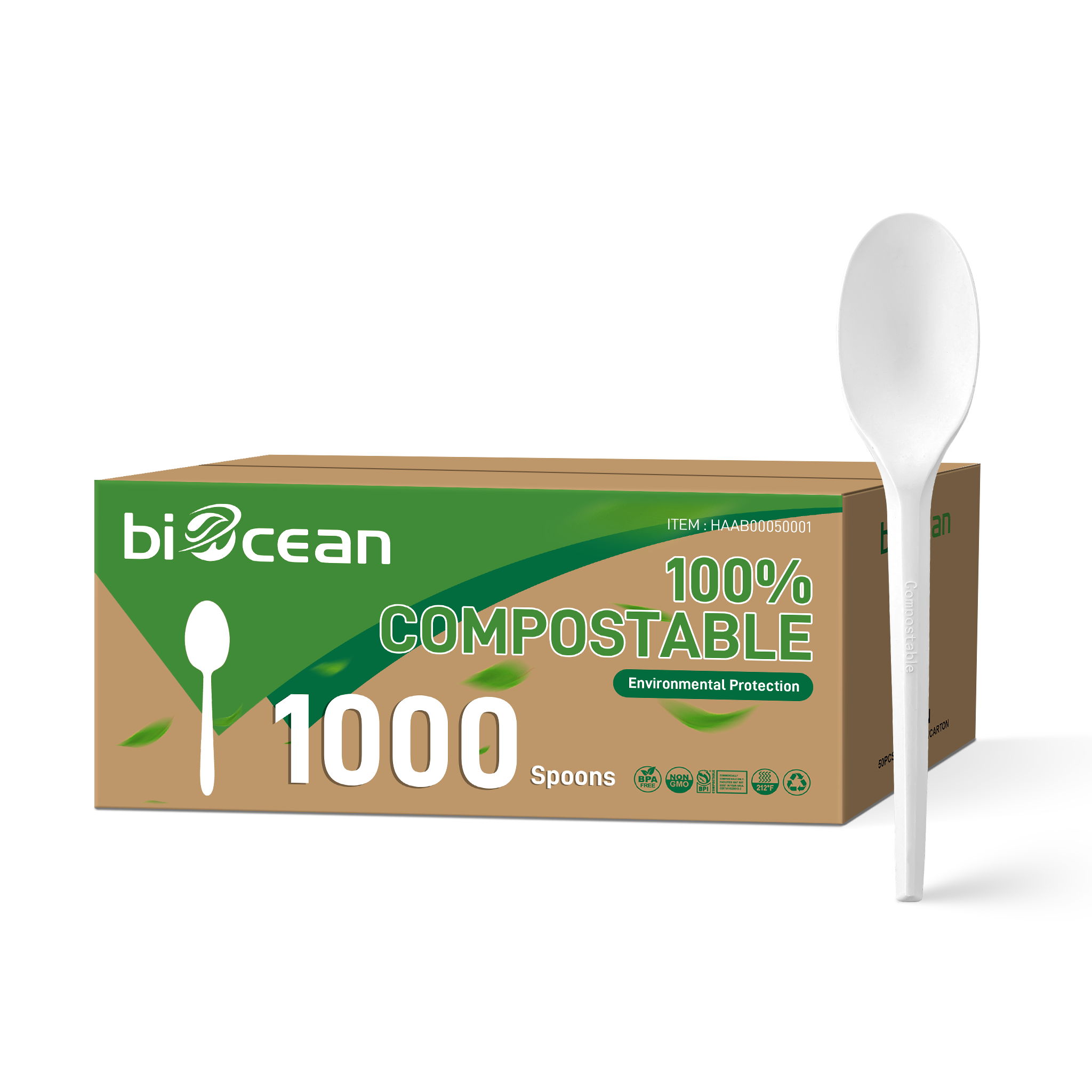 [1,000ct] PLA Heavy Weight Tea Spoons | White