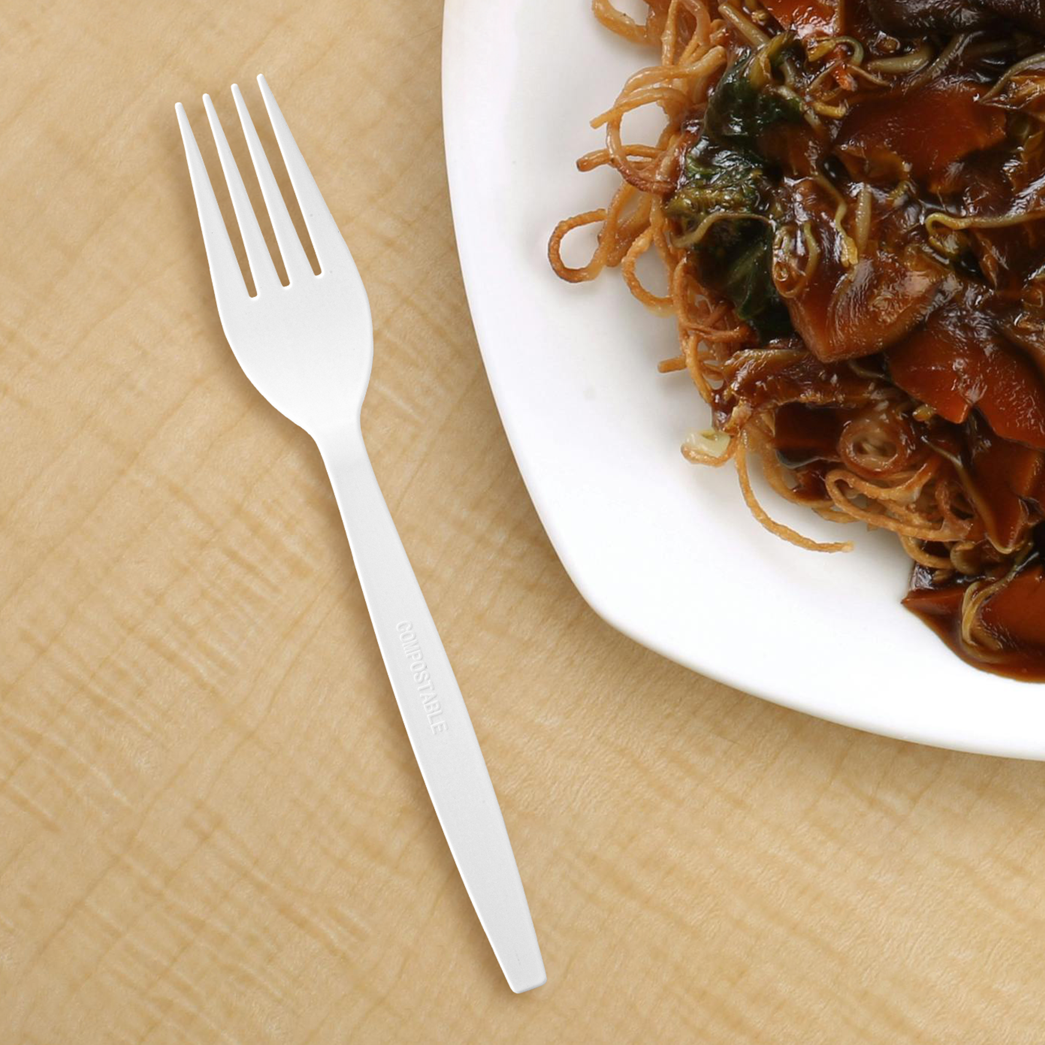 Heavy Weight White  compostable PLA Fork - 1,000/Case
