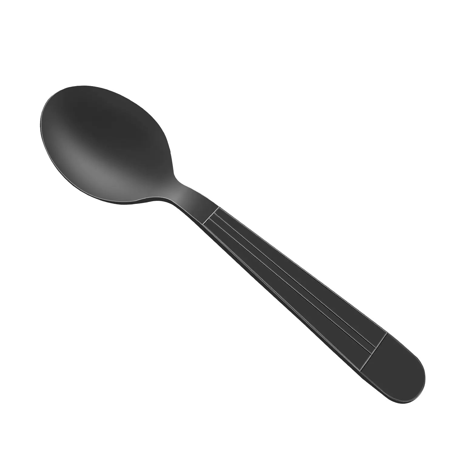 Heavy Weight Black PP Plastic Wrapped Soup Spoons - 1,000/Case