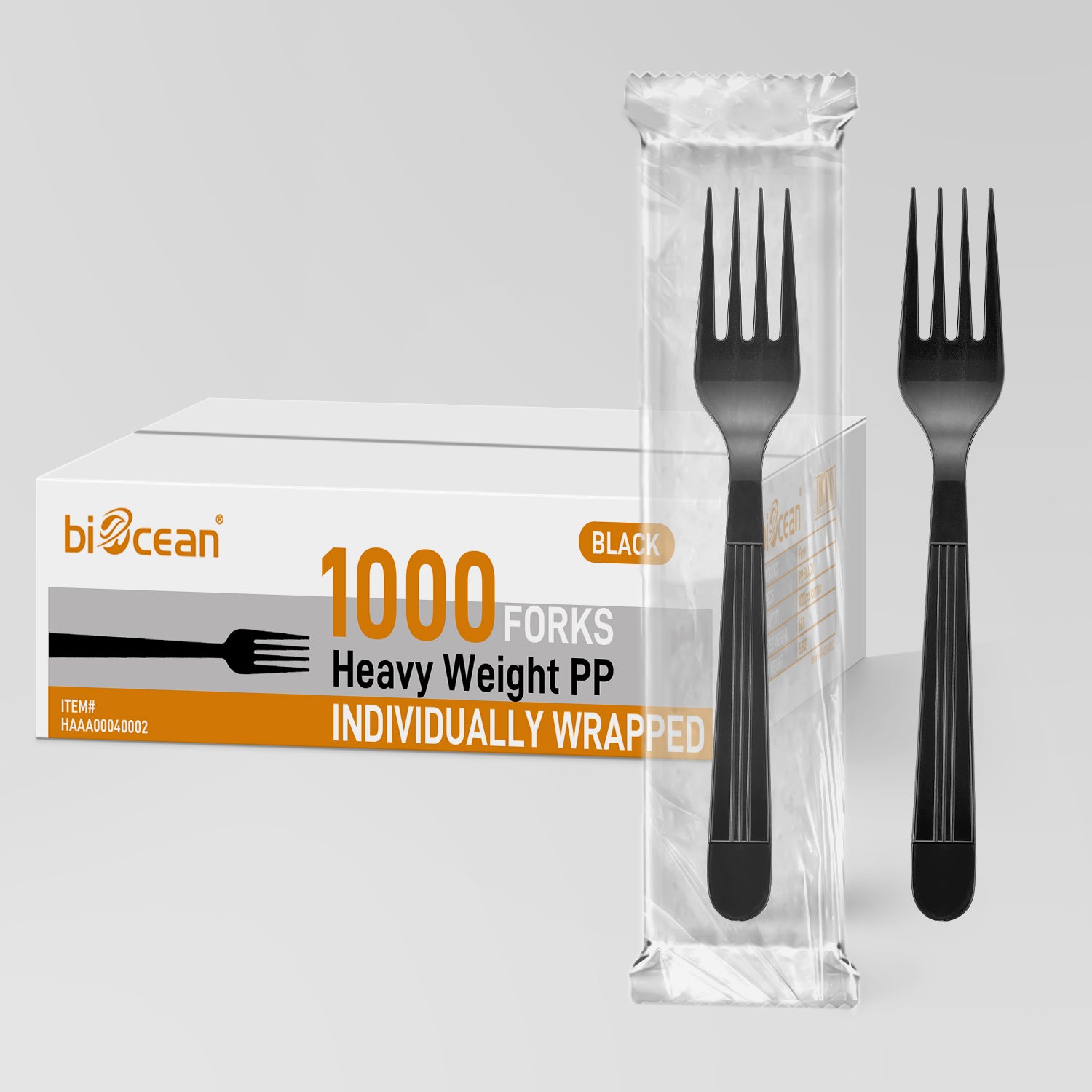 Heavy Weight Black  PP  Wrapped Fork - 1,000/Case