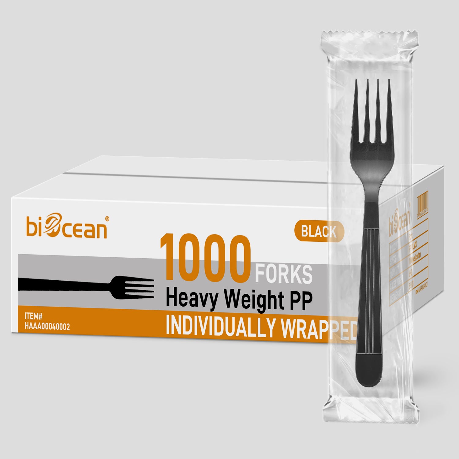 Heavy Weight Black  PP  Wrapped Fork - 1,000/Case