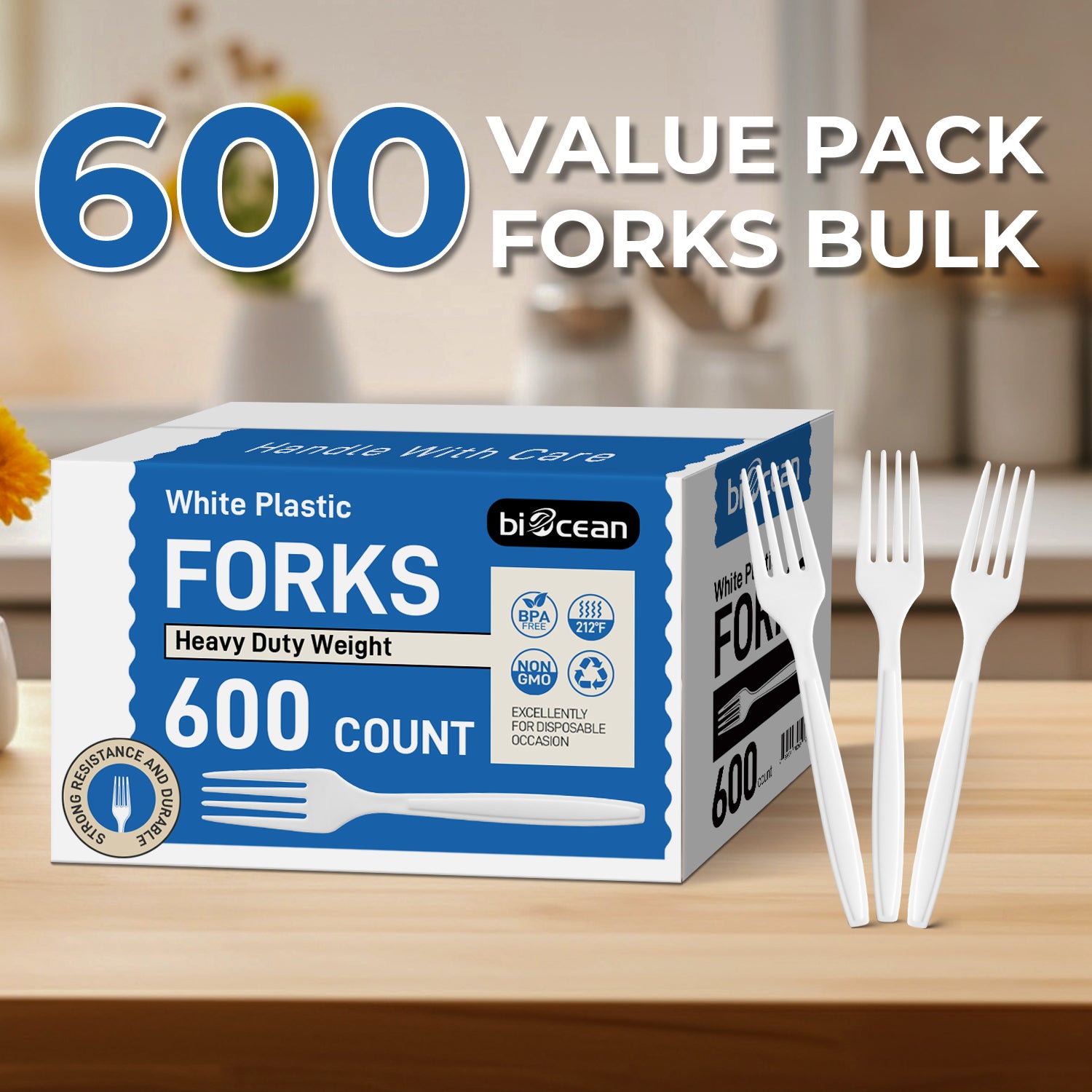 Heavy Weight White PS Plastic Forks  - 600/Case